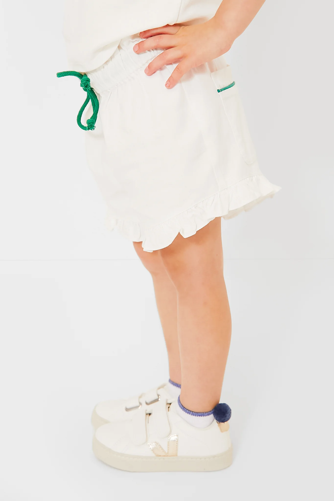 Exclusive Green Piping White Stella Shorts - Image 3
