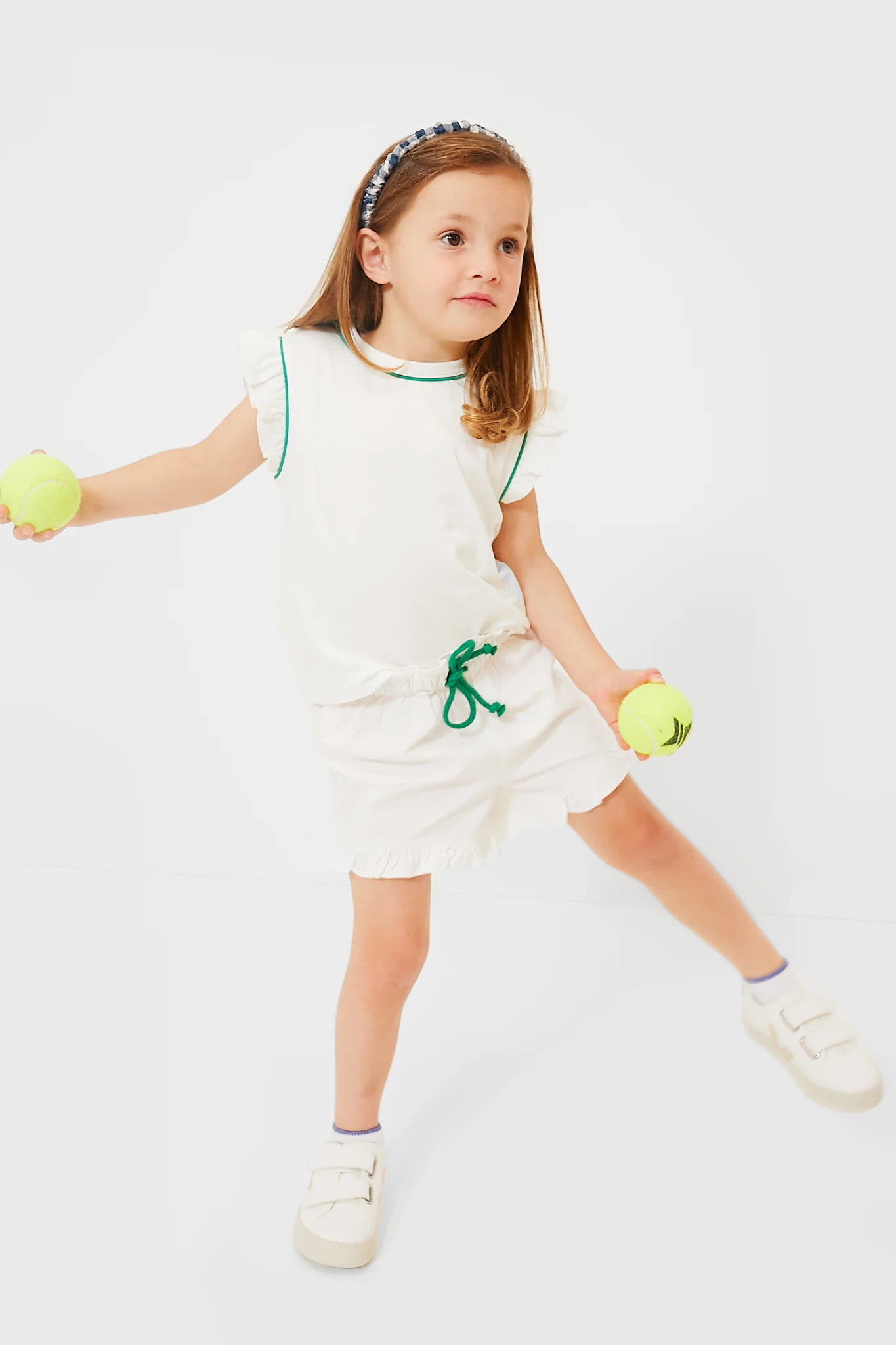 Exclusive Green Piping White Stella Shorts - Image 5