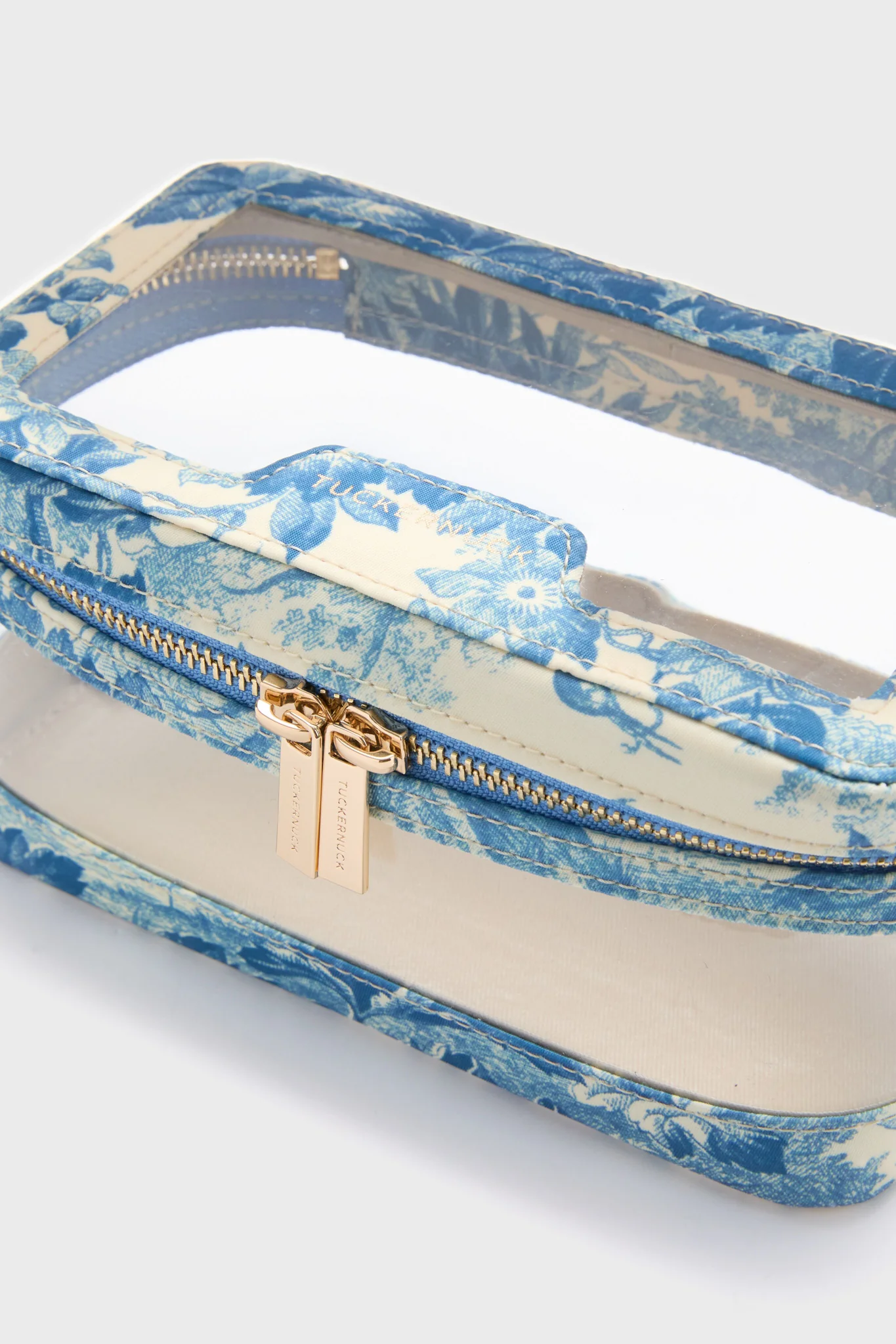 Misty Blue Toile PVC Small Vanity Case - Image 2