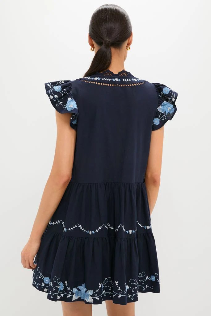 Exclusive Navy Edwina Embroidery Tunic Dress - Image 4