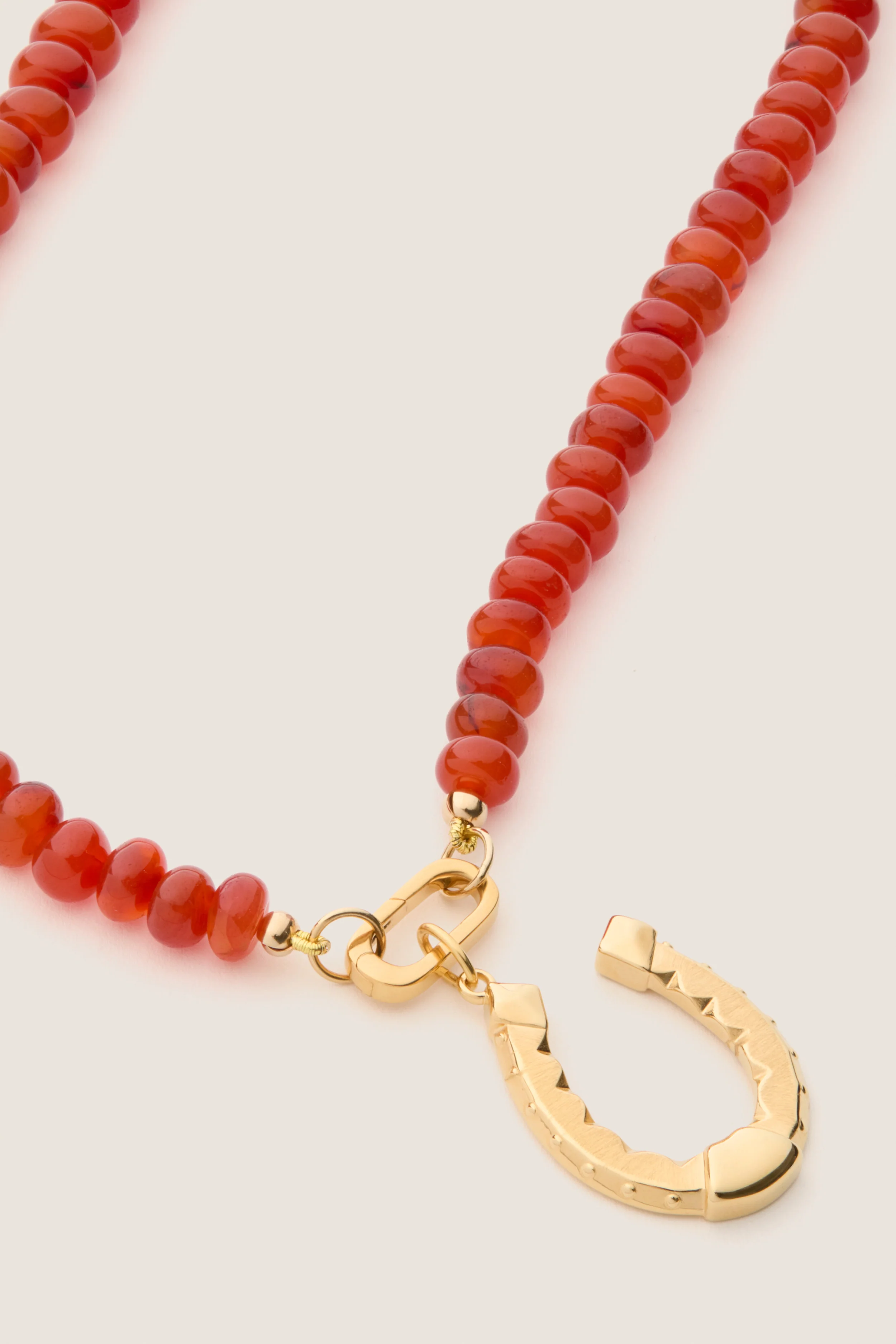 Exclusive Red Carnelian Gemstone Necklace with Horseshoe Charm - Image 3