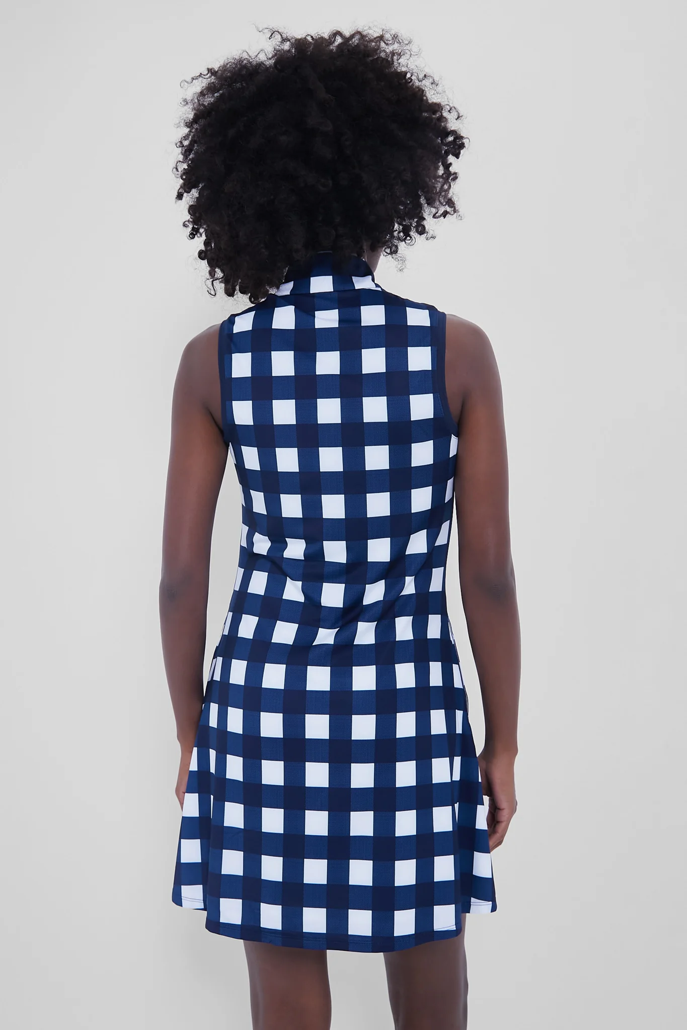 Exploded Plaid Sleeveless Lighweight Airflow Quarter Zip Mockneck Dress - Image 4