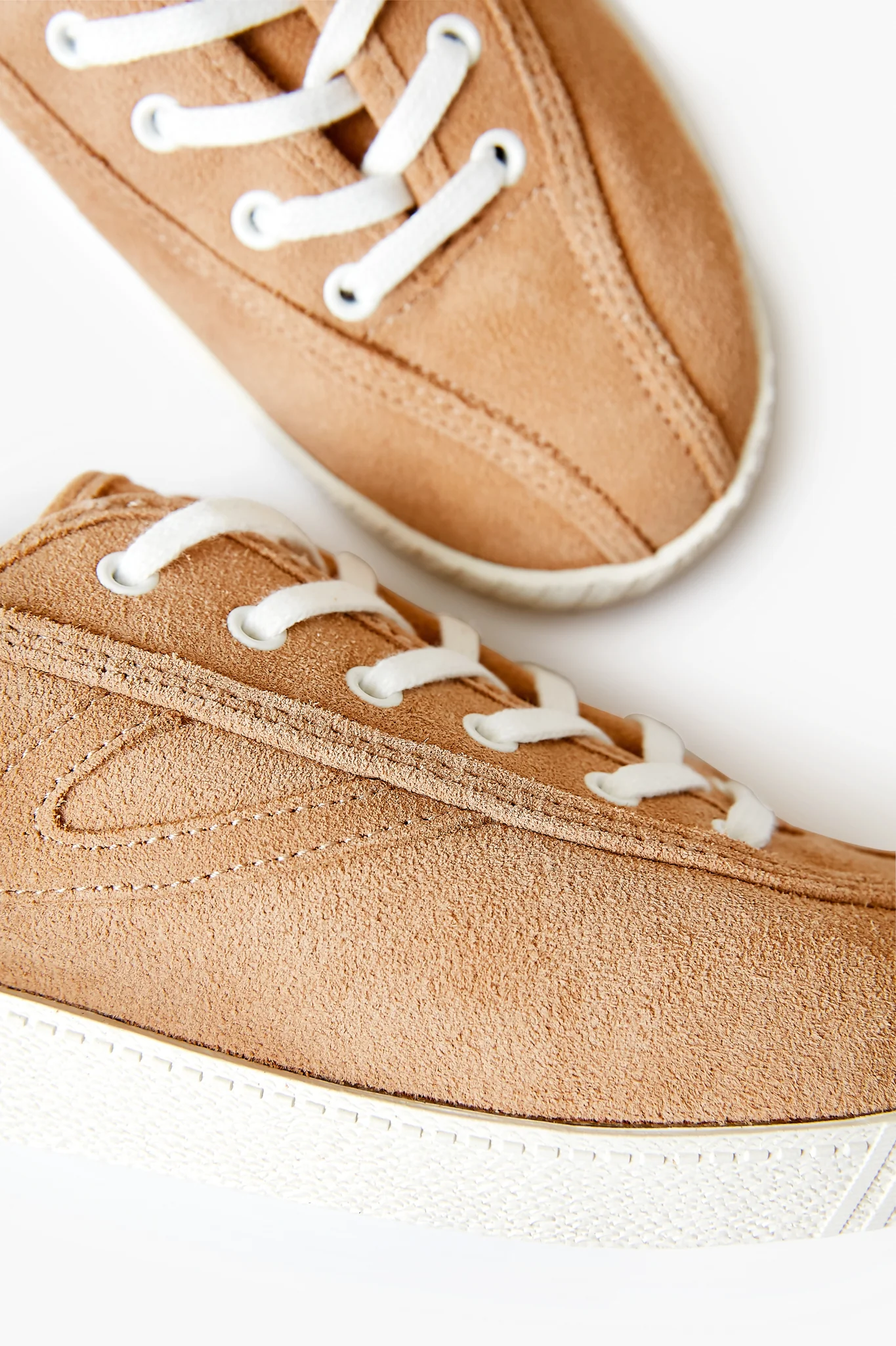 Faux Suede Beige Nylite Sneakers - Image 3