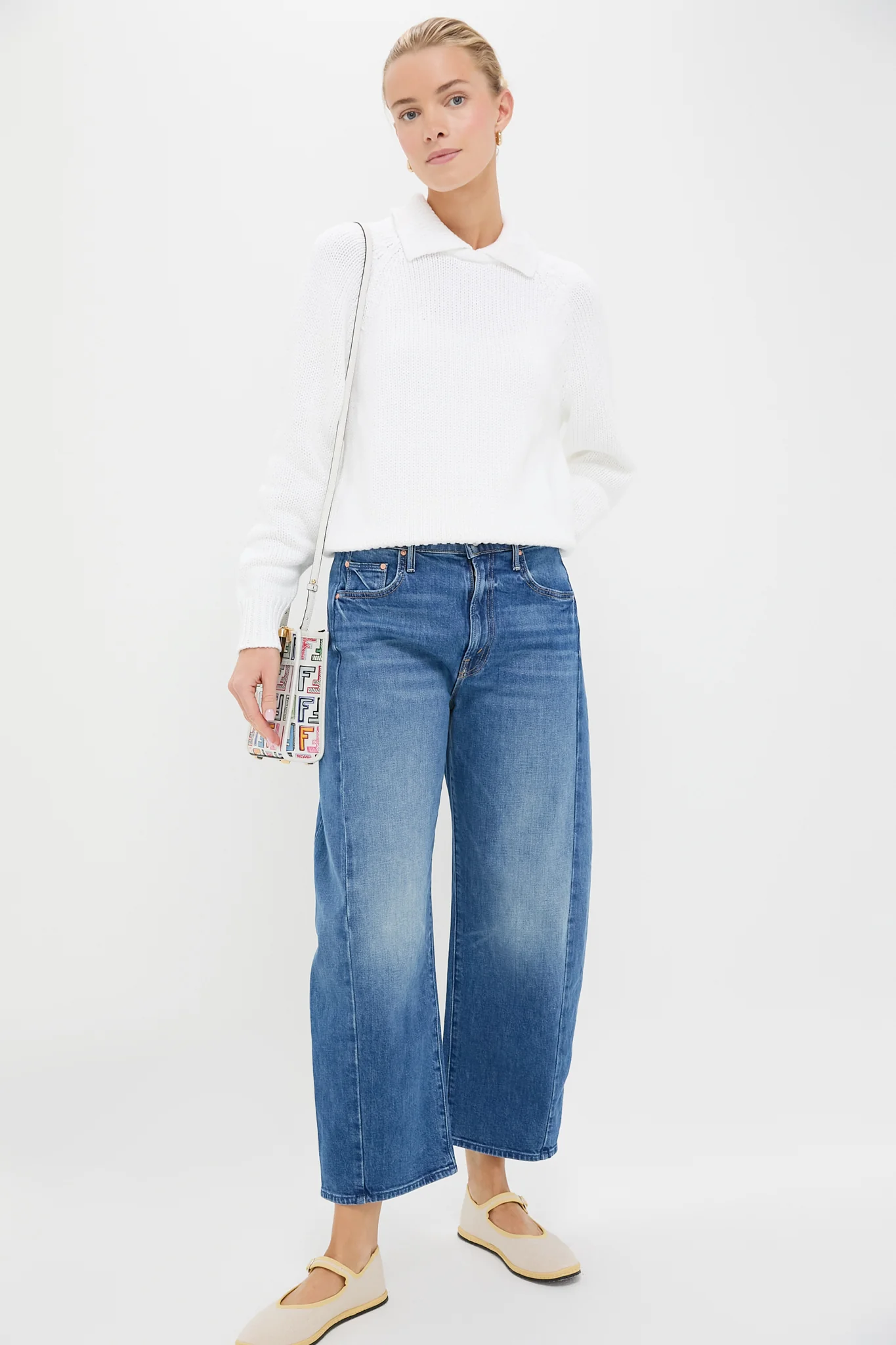 FENDI White Multicolor Leather Sunshine Shoulder Bag - Image 3
