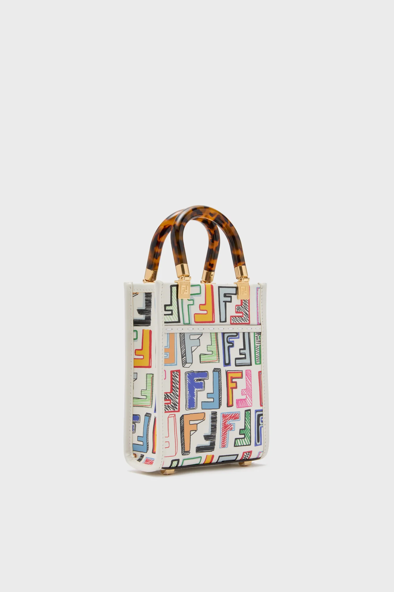 FENDI White Multicolor Leather Sunshine Shoulder Bag - Image 4
