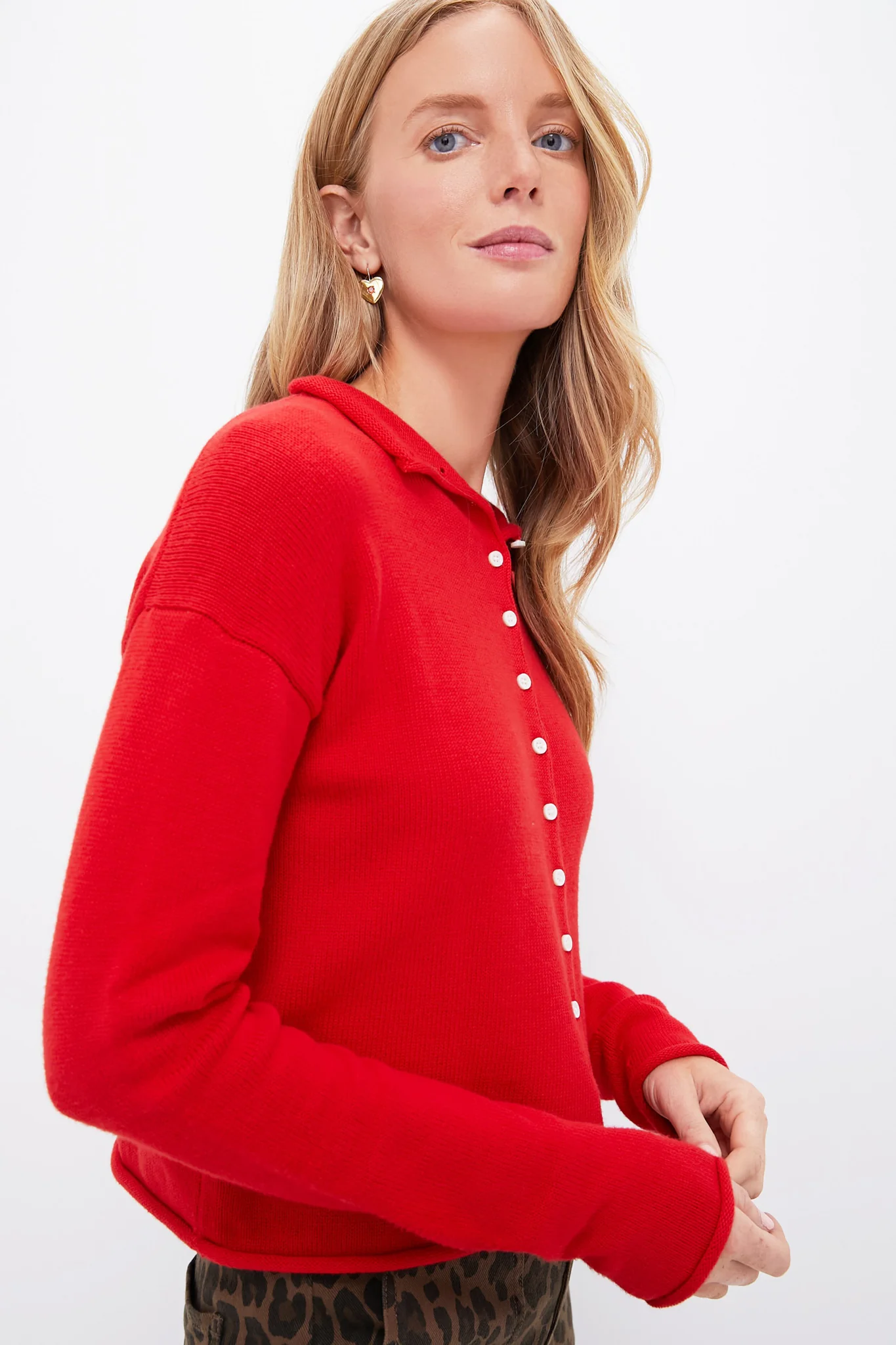 Fire Red Taylor Rollneck Cardigan - Image 3