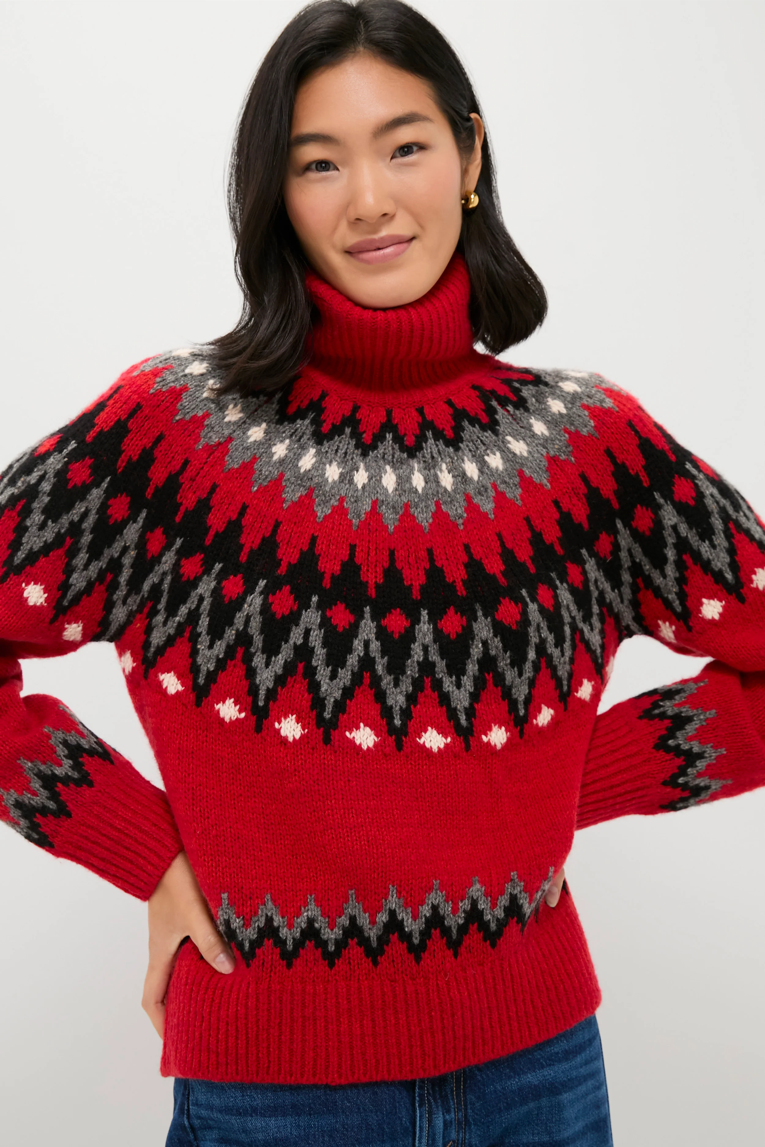 Fireside Red Fairisle Multi Turtleneck Sweater