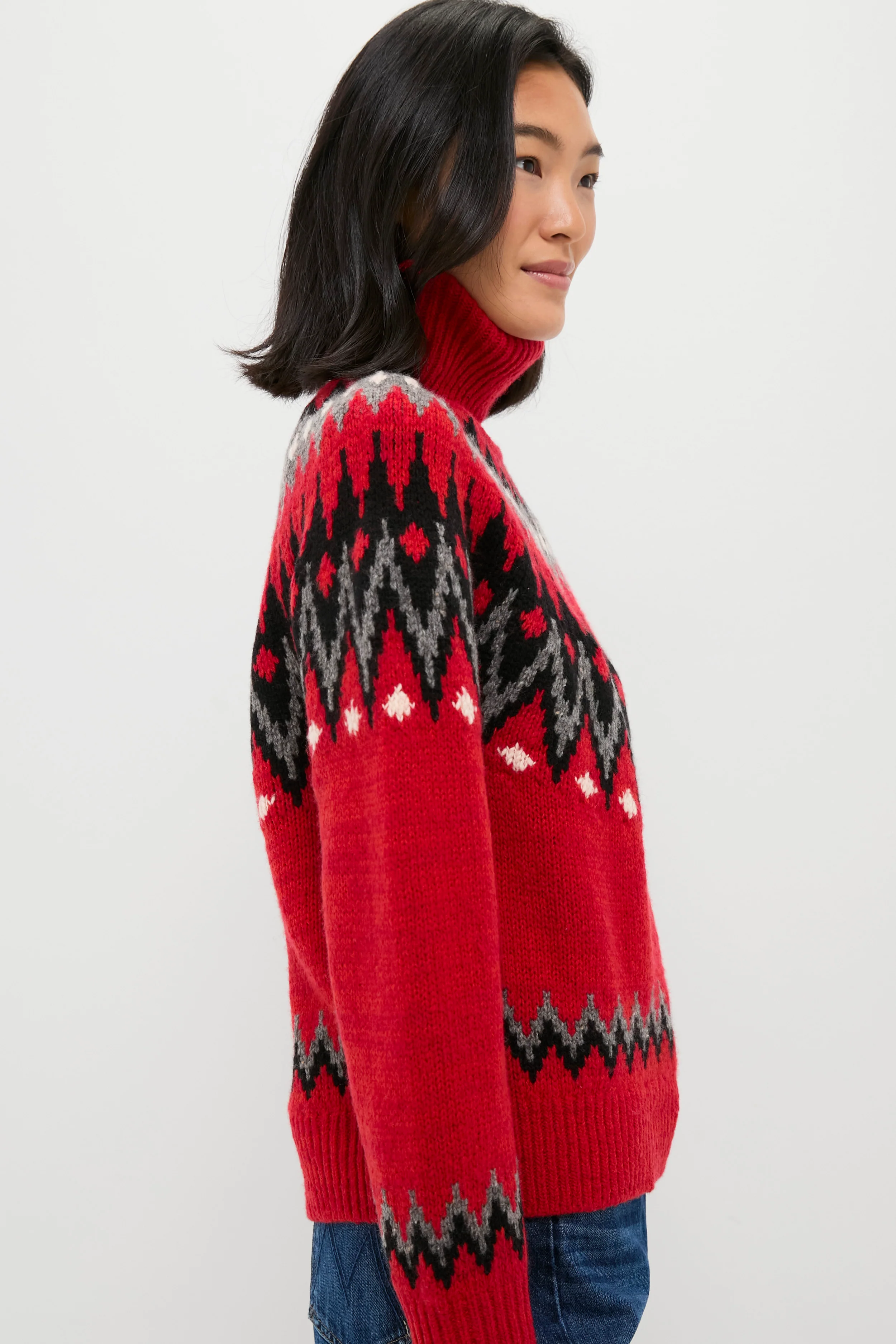 Fireside Red Fairisle Multi Turtleneck Sweater - Image 3
