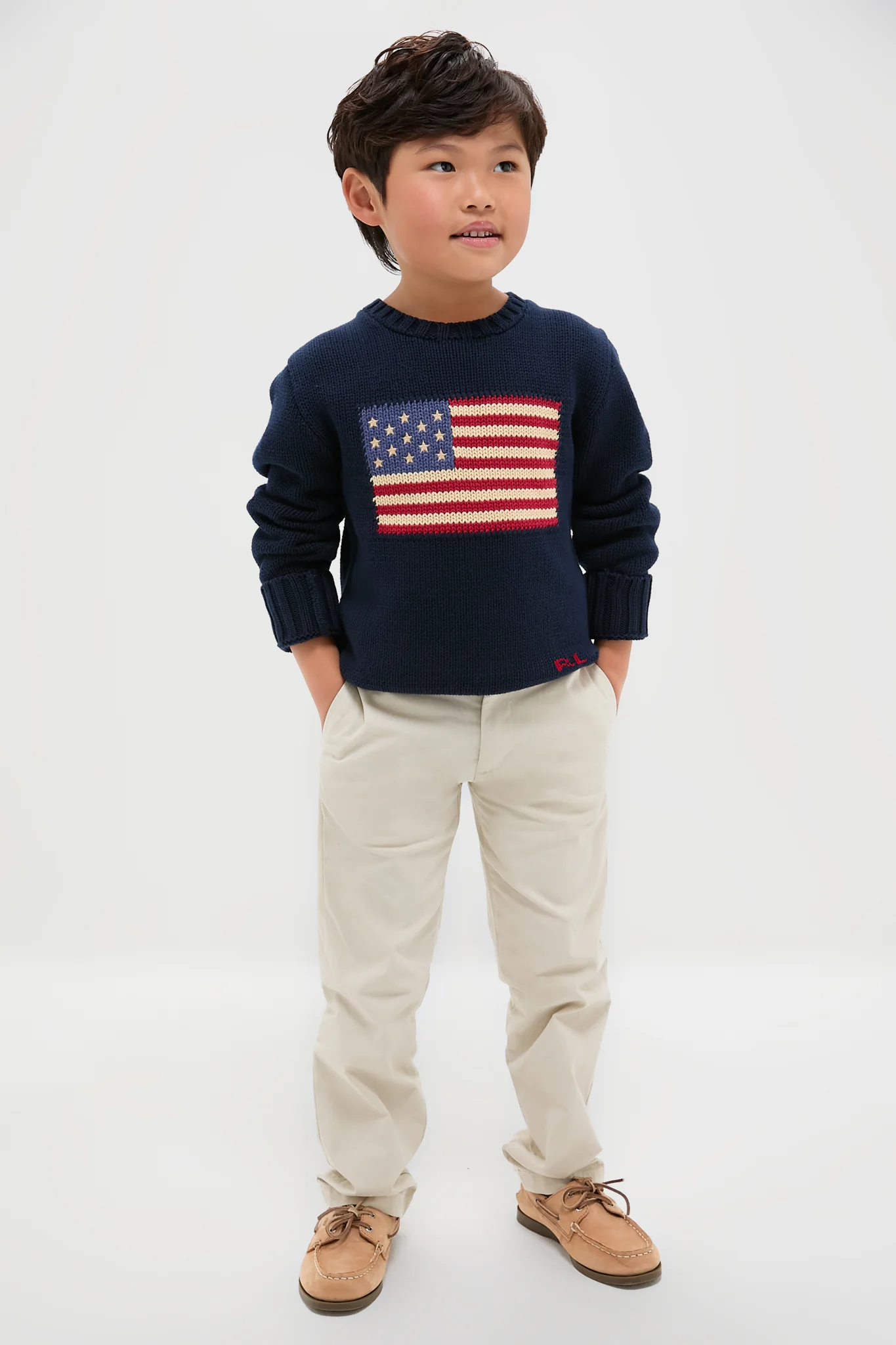 Navy Flag Cotton Crewneck Sweater - Image 2