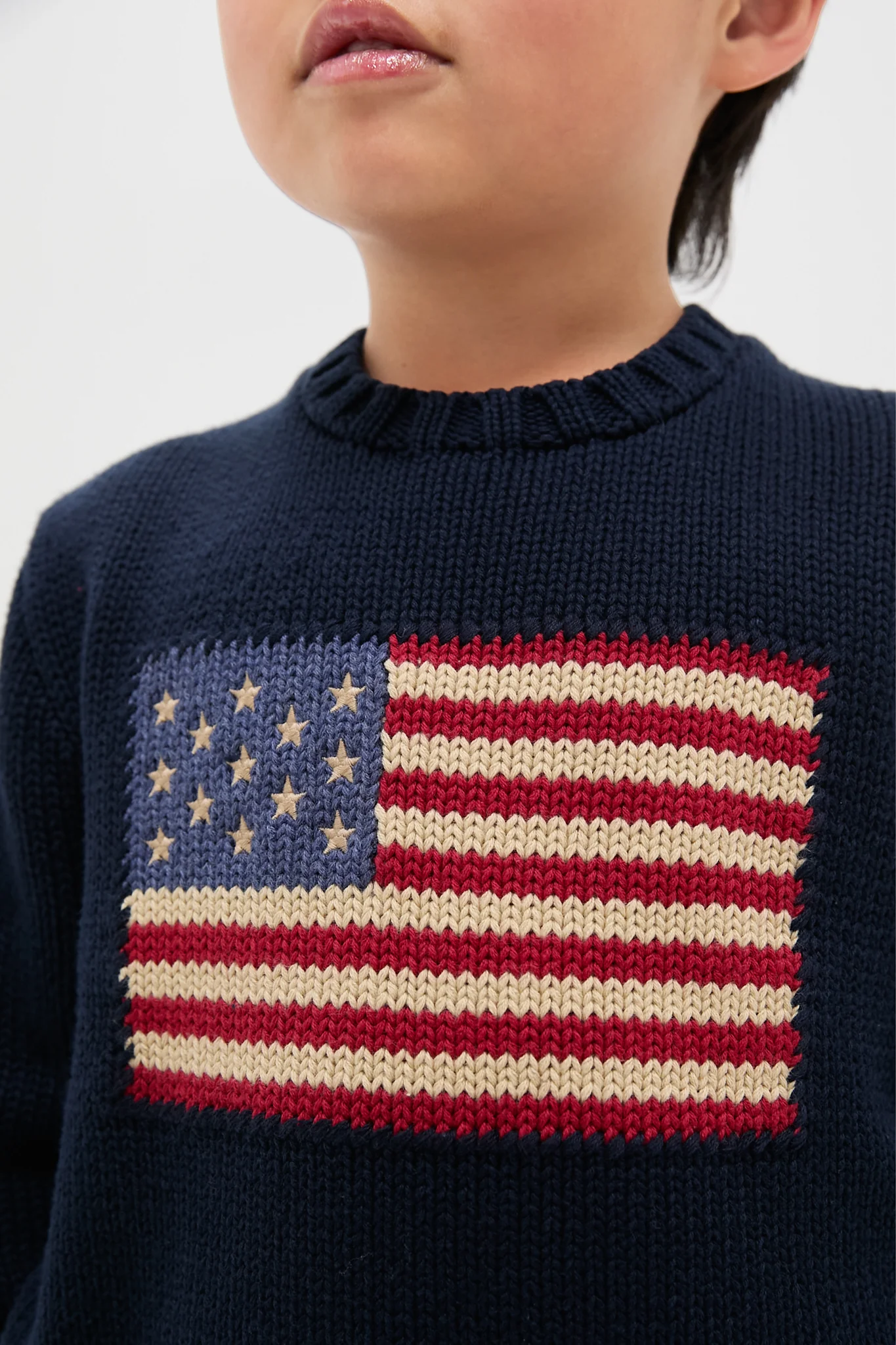 Navy Flag Cotton Crewneck Sweater - Image 4