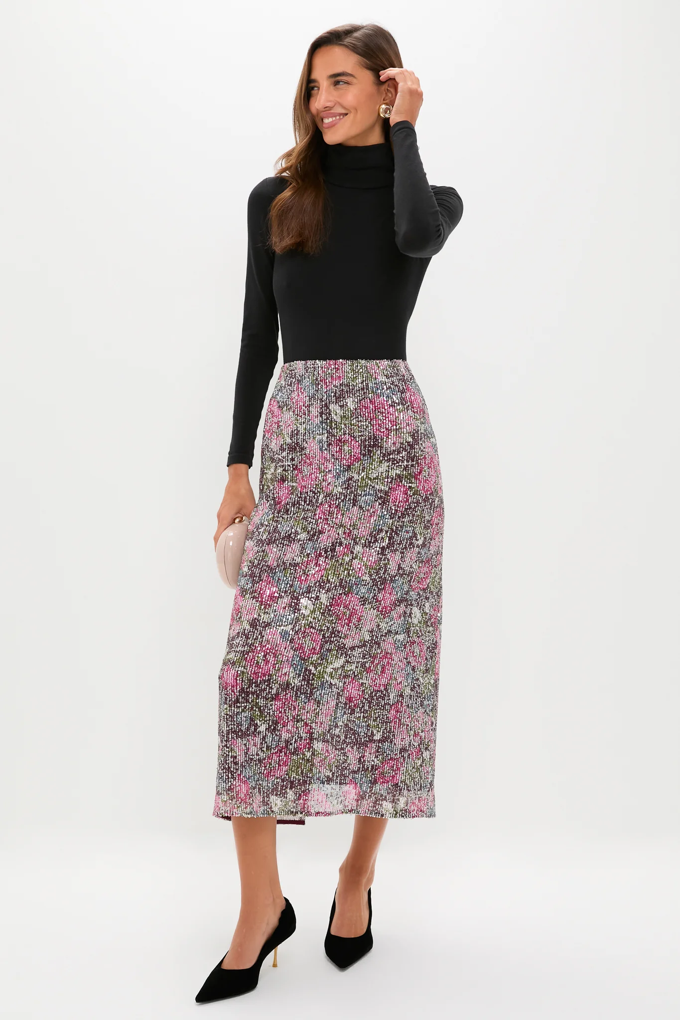 Floral Sequin McKey Midi Skirt - Image 2