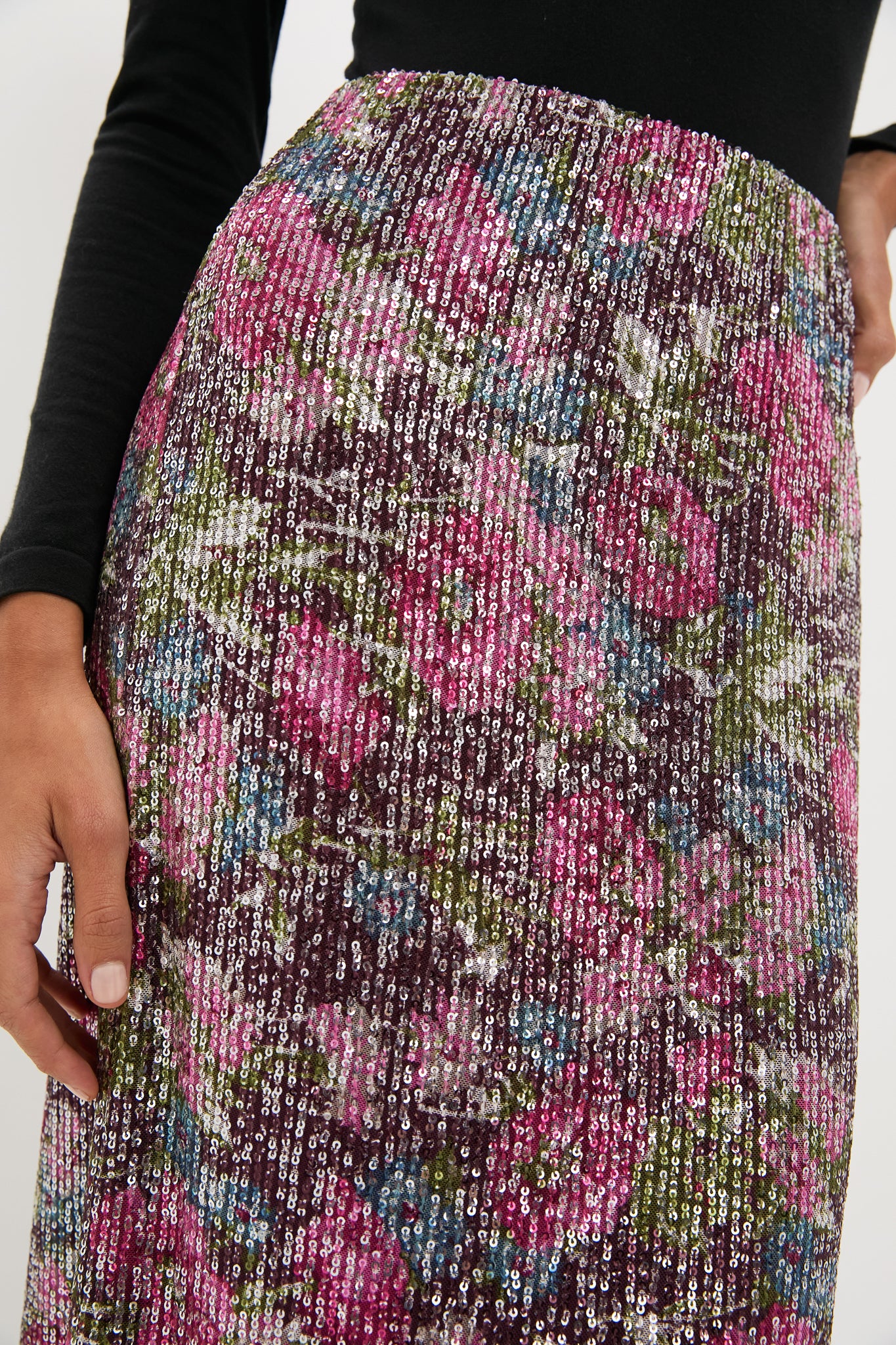 Floral Sequin McKey Midi Skirt - Image 5