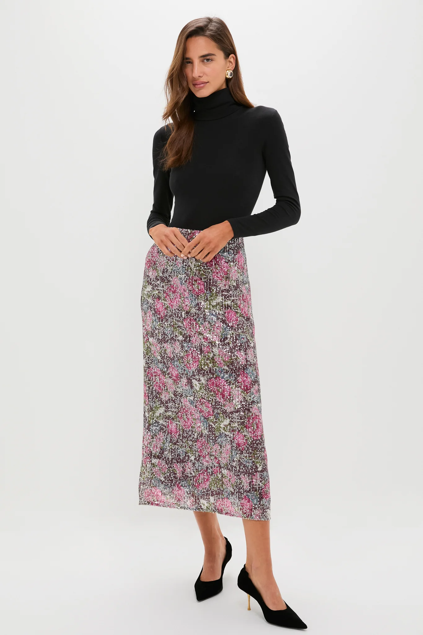 Floral Sequin McKey Midi Skirt - Image 6