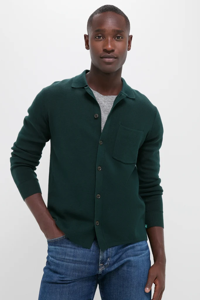 Forest Green Merino Cardigan