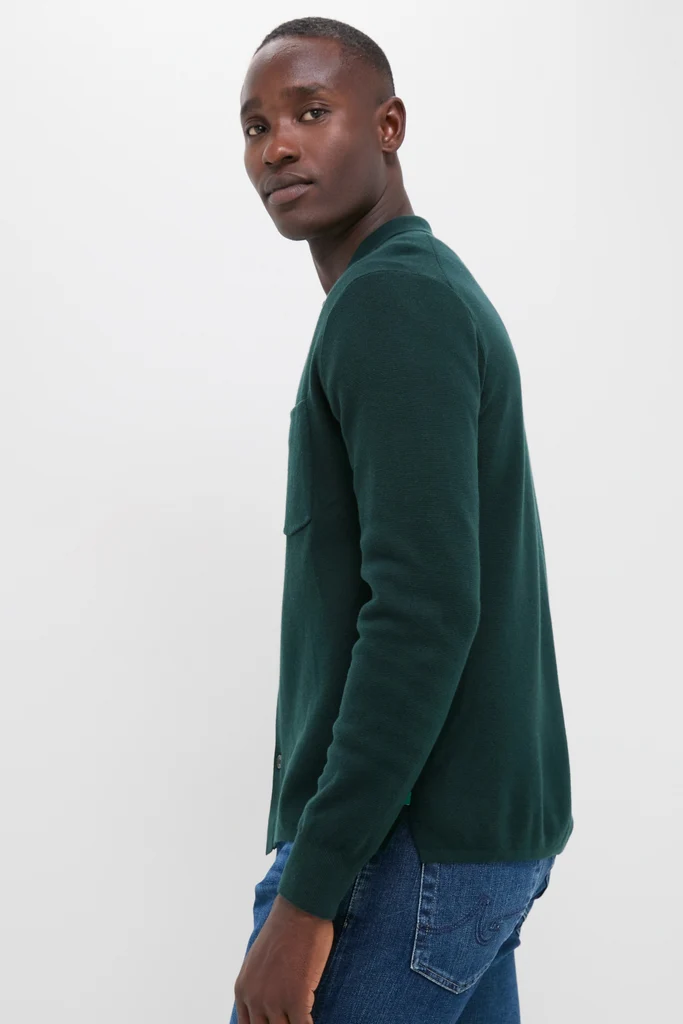 Forest Green Merino Cardigan - Image 3