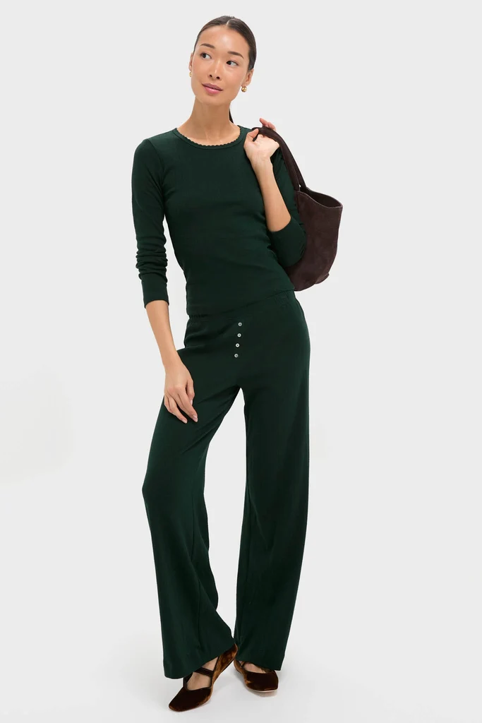 Forest Pointelle Slim Fit Long Sleeve Tee - Image 2