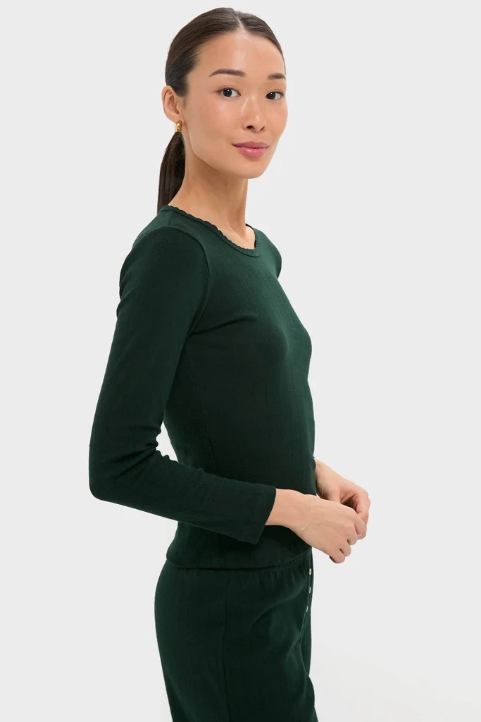 Forest Pointelle Slim Fit Long Sleeve Tee - Image 3