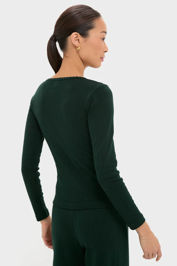 Forest Pointelle Slim Fit Long Sleeve Tee - Image 4
