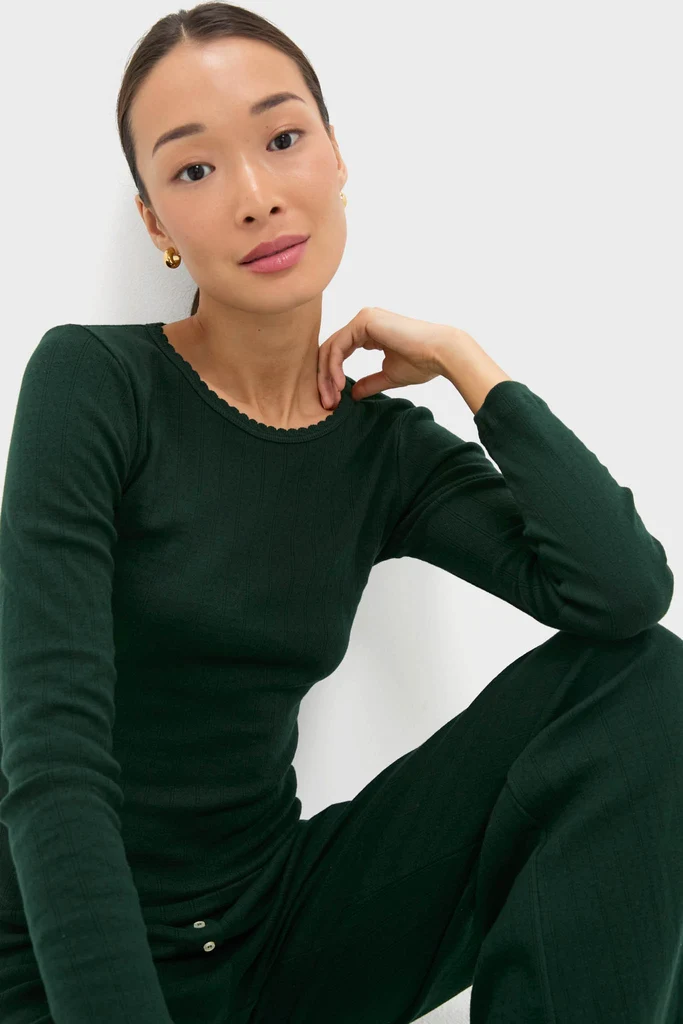 Forest Pointelle Slim Fit Long Sleeve Tee - Image 5