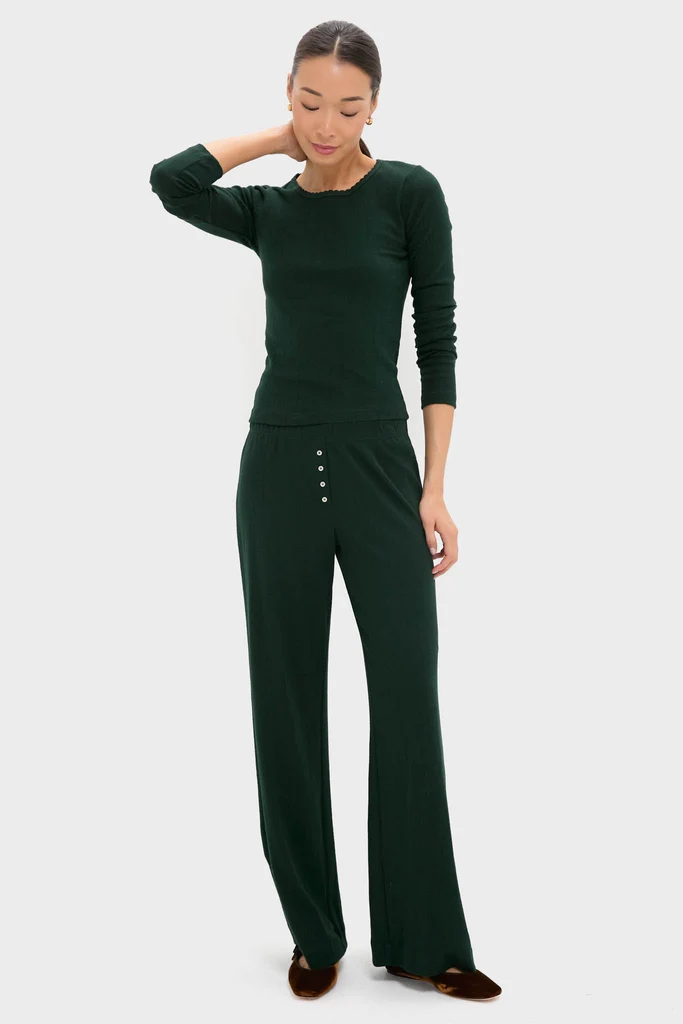 Forest Pointelle Slim Fit Long Sleeve Tee - Image 6