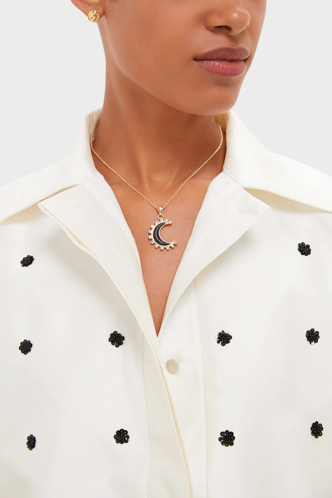 FOREVER Nightfall Onyx Crescent Moon Pendant - Image 2