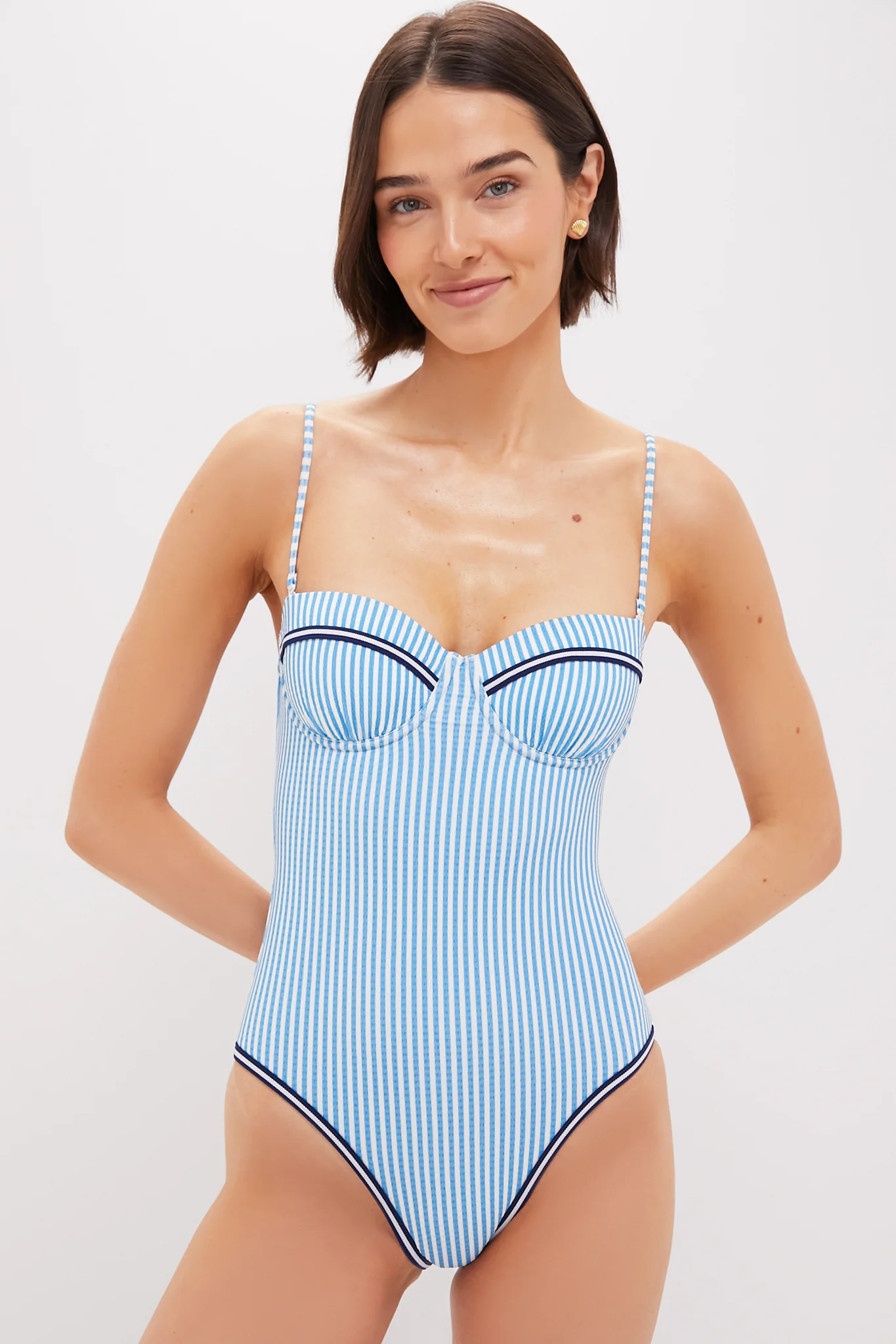 French Blue Brule Stripe Alma One Piece
