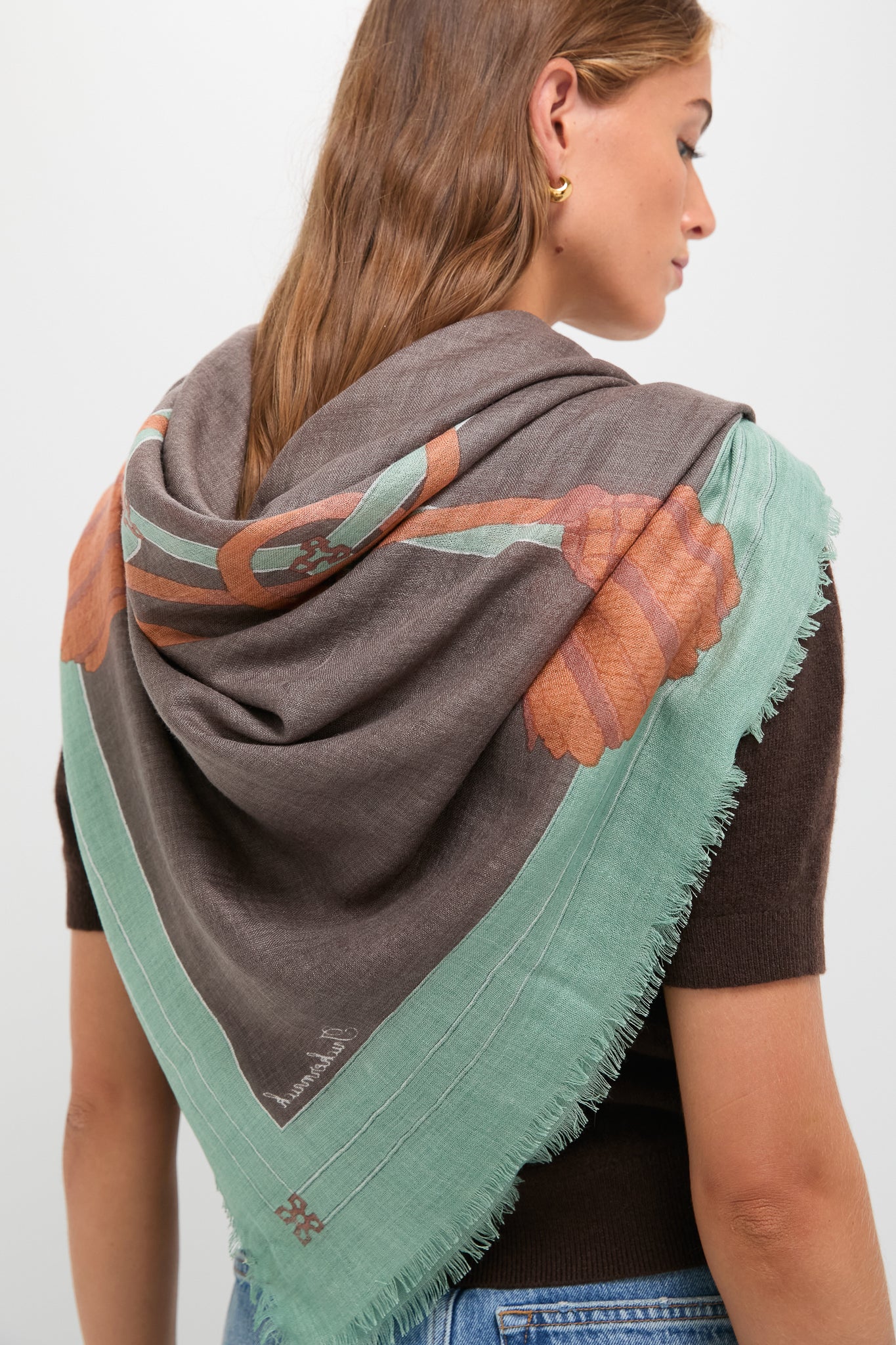 French Tassel Silk Cashmere Blend Large Scarf - Image 4