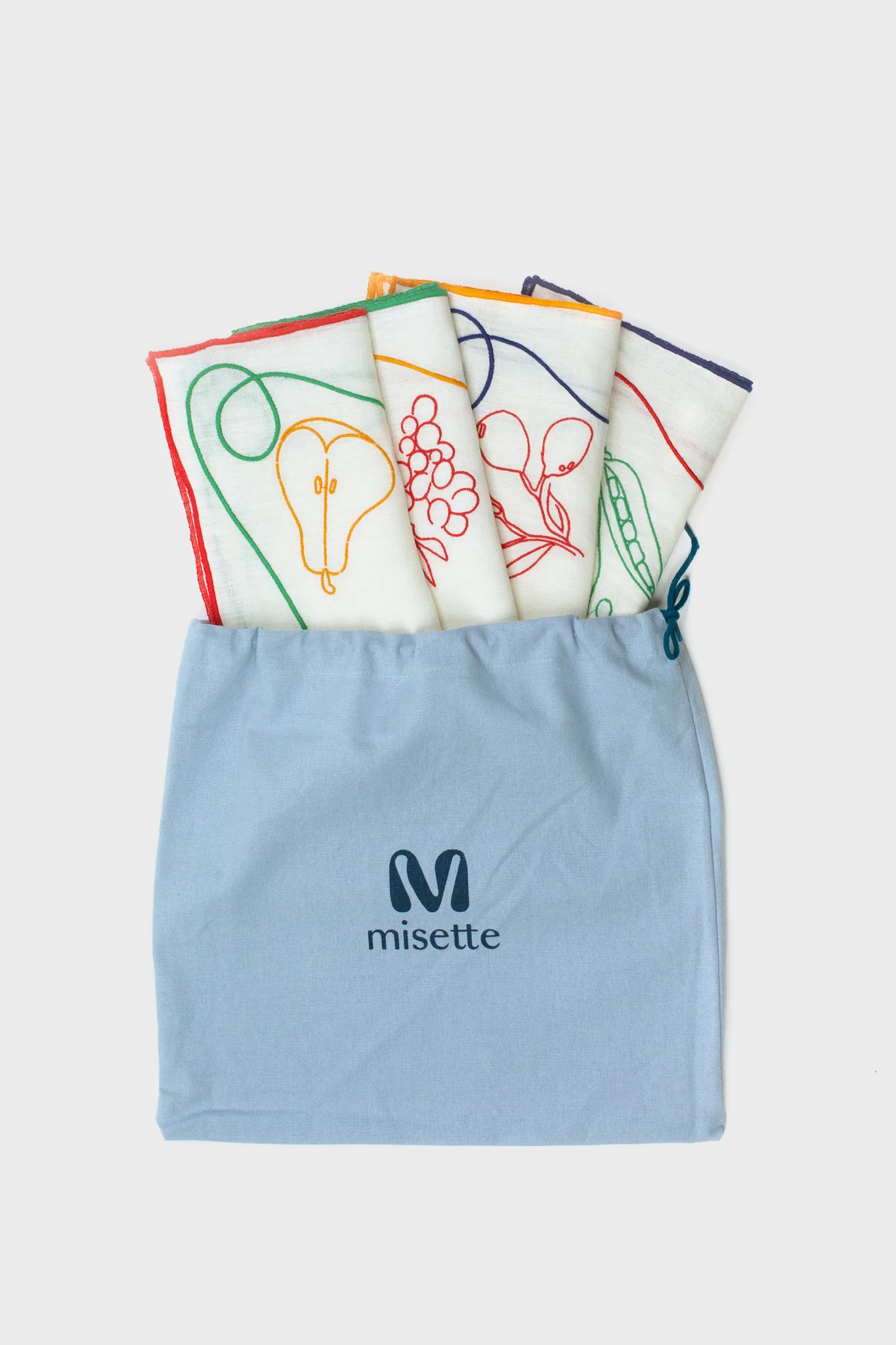 Fruits & Veggies Embroidered Linen Napkins (Set of 4) - Image 2