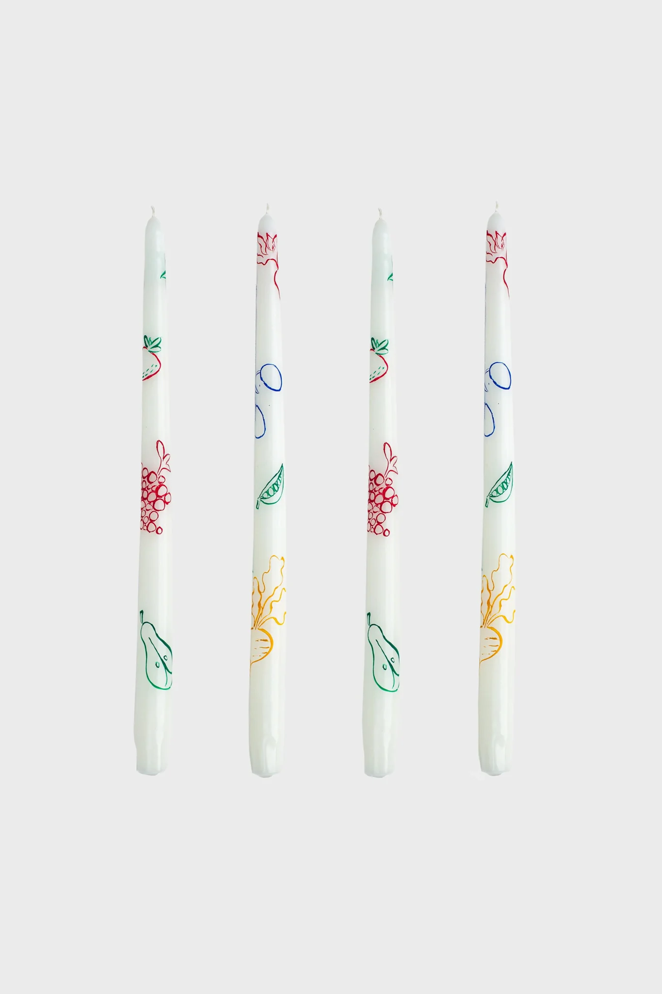 Fruits & Veggies Hand-Painted Taper Candles (Set of 4) - Image 2