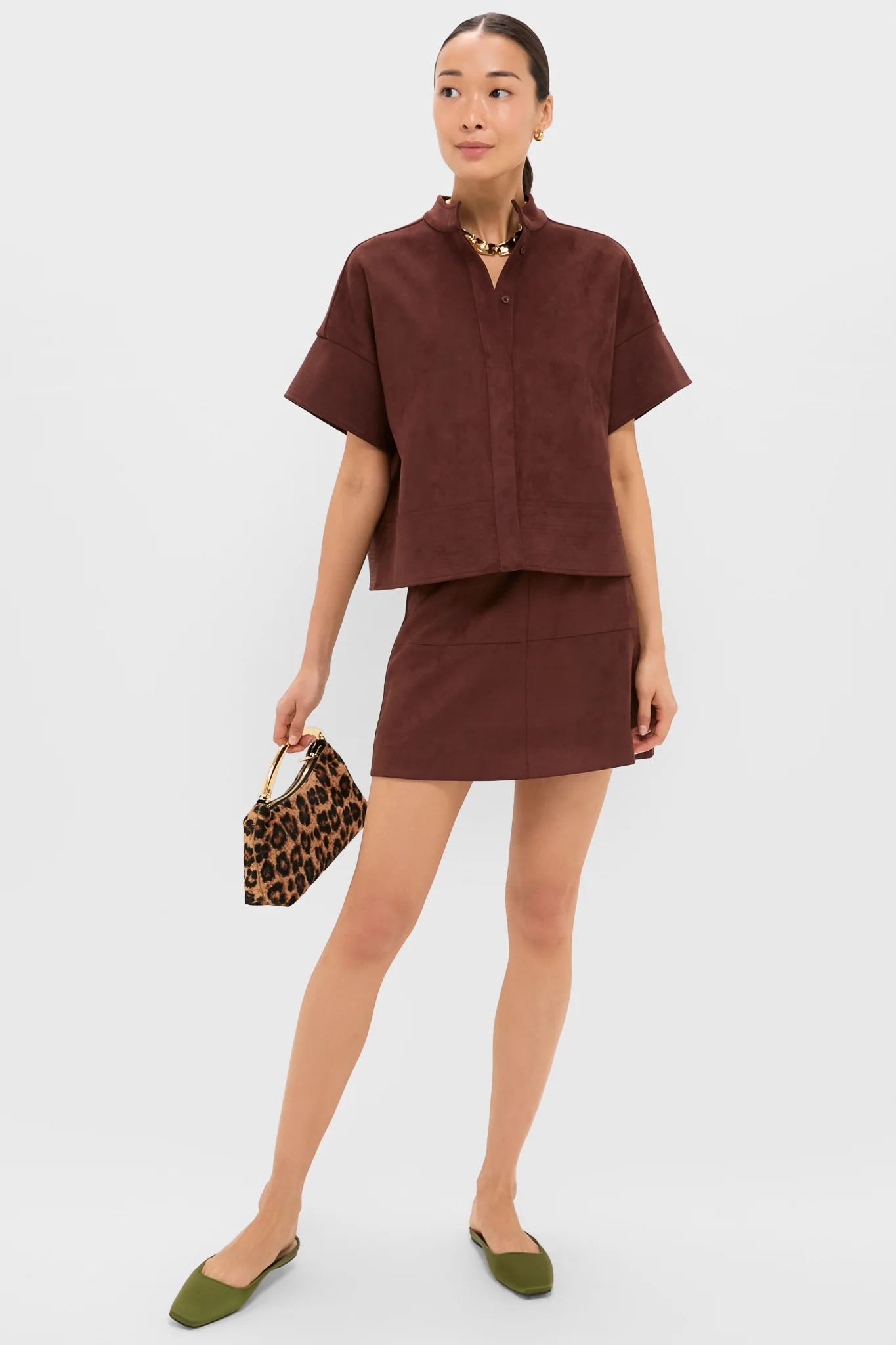 Ganache Vegan Suede Trapunto Stitch Sofia Shirt - Image 2