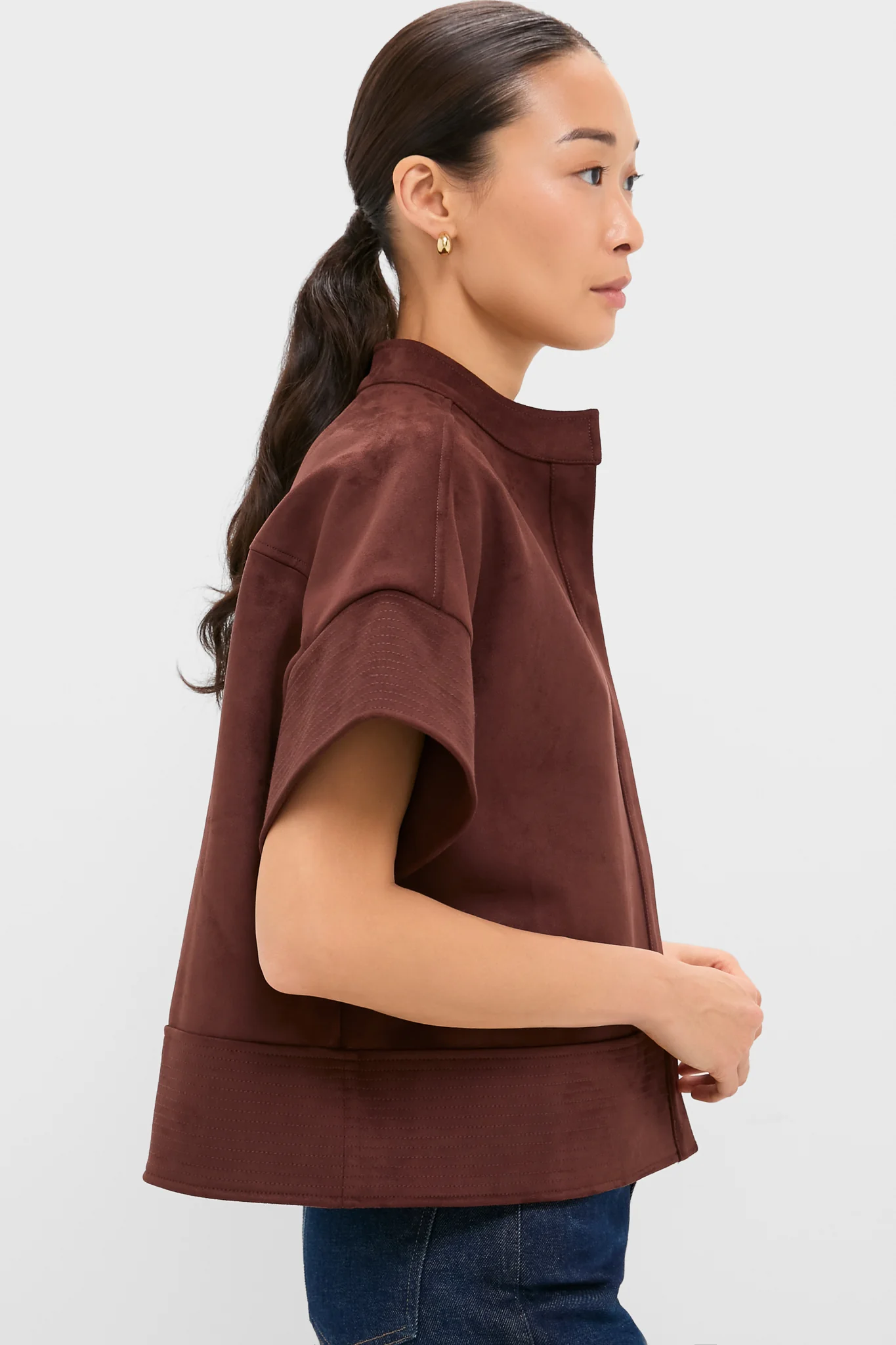 Ganache Vegan Suede Trapunto Stitch Sofia Shirt - Image 3