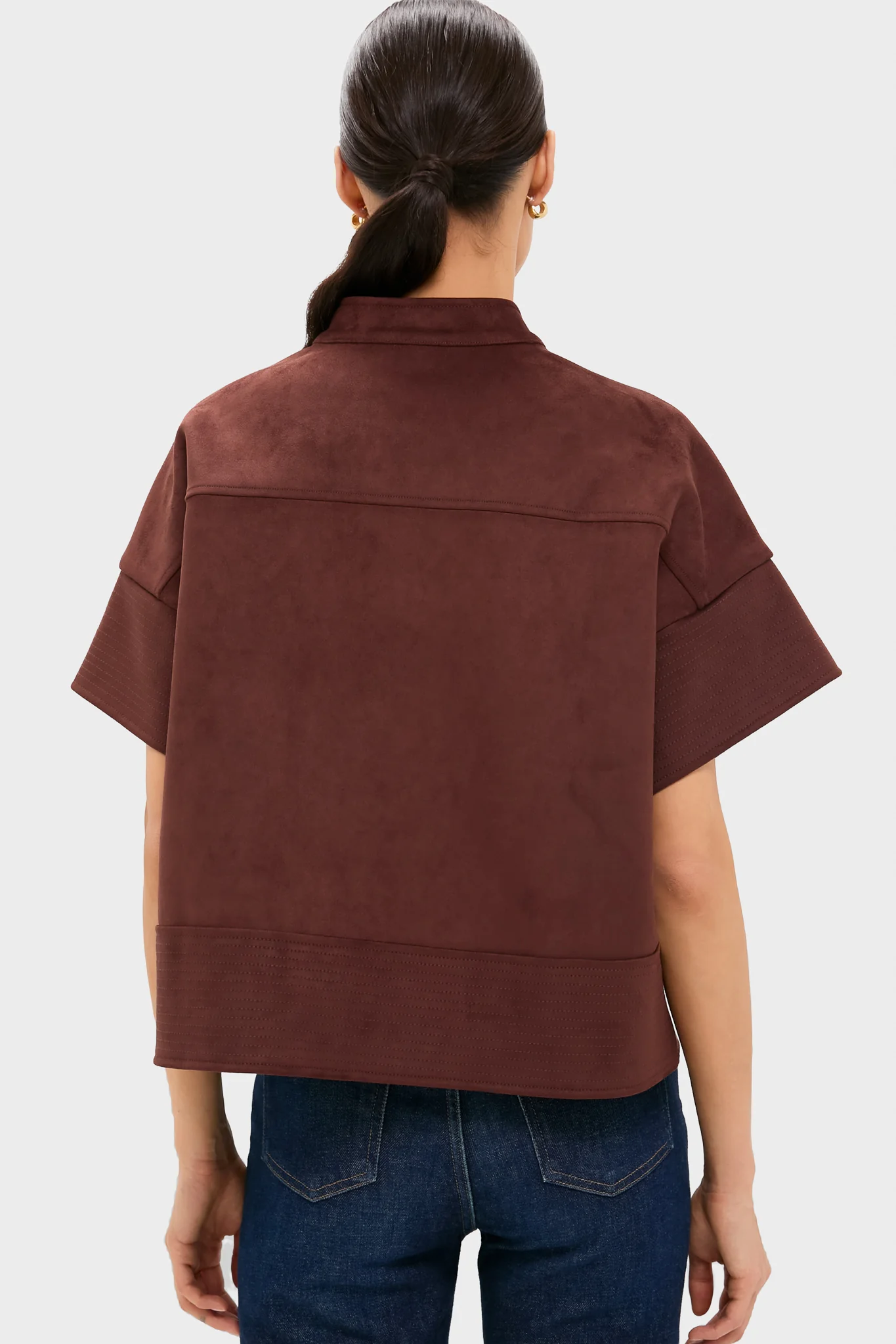 Ganache Vegan Suede Trapunto Stitch Sofia Shirt - Image 4