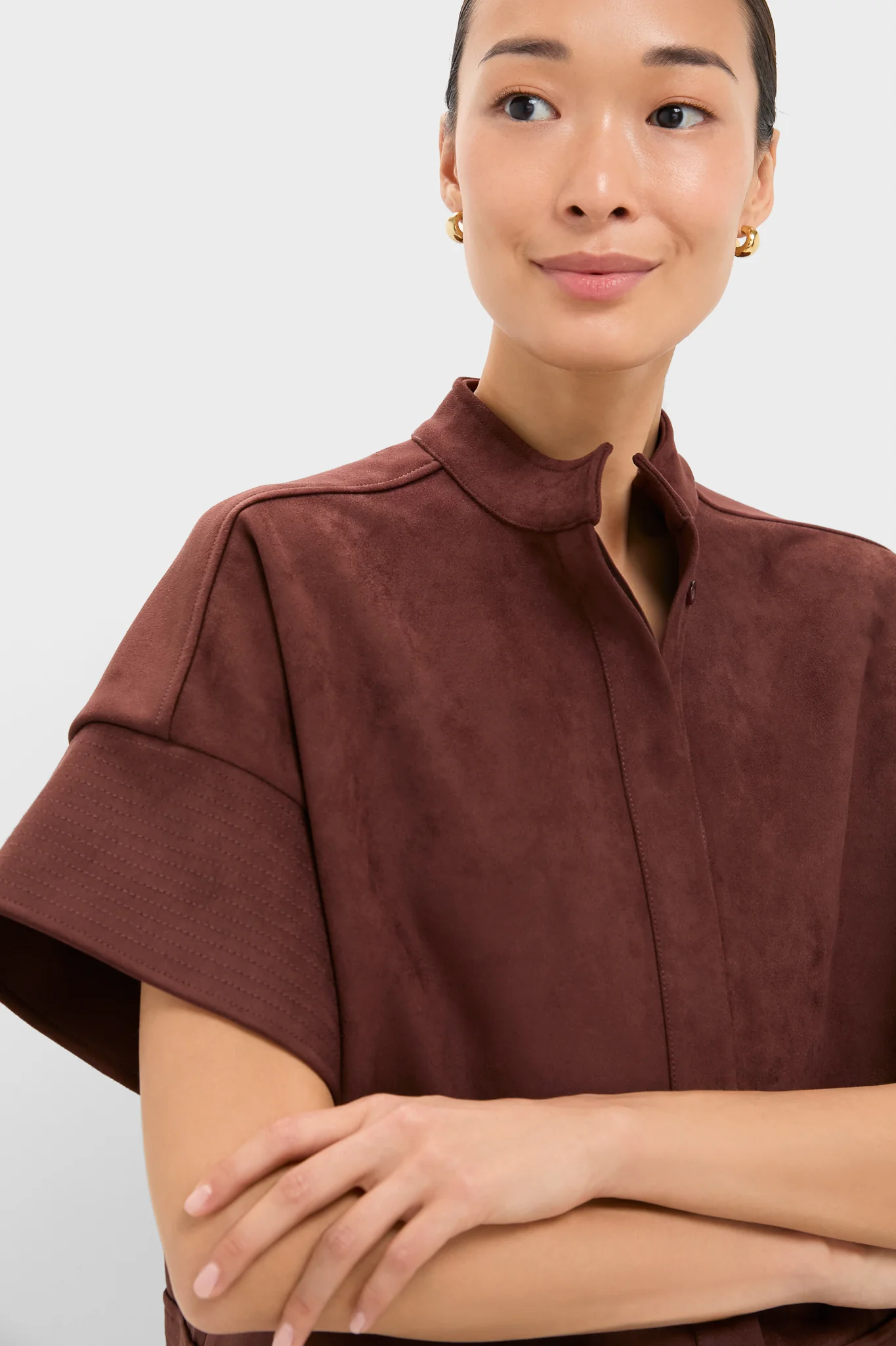 Ganache Vegan Suede Trapunto Stitch Sofia Shirt - Image 5