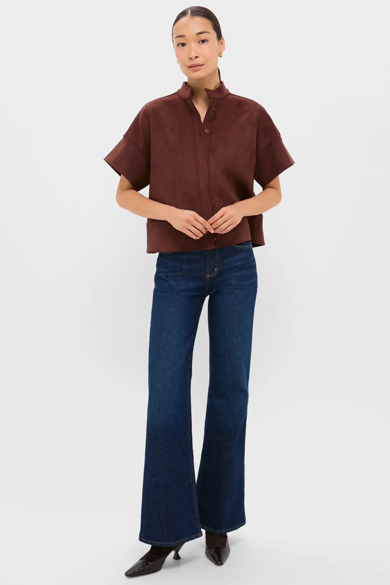 Ganache Vegan Suede Trapunto Stitch Sofia Shirt - Image 6
