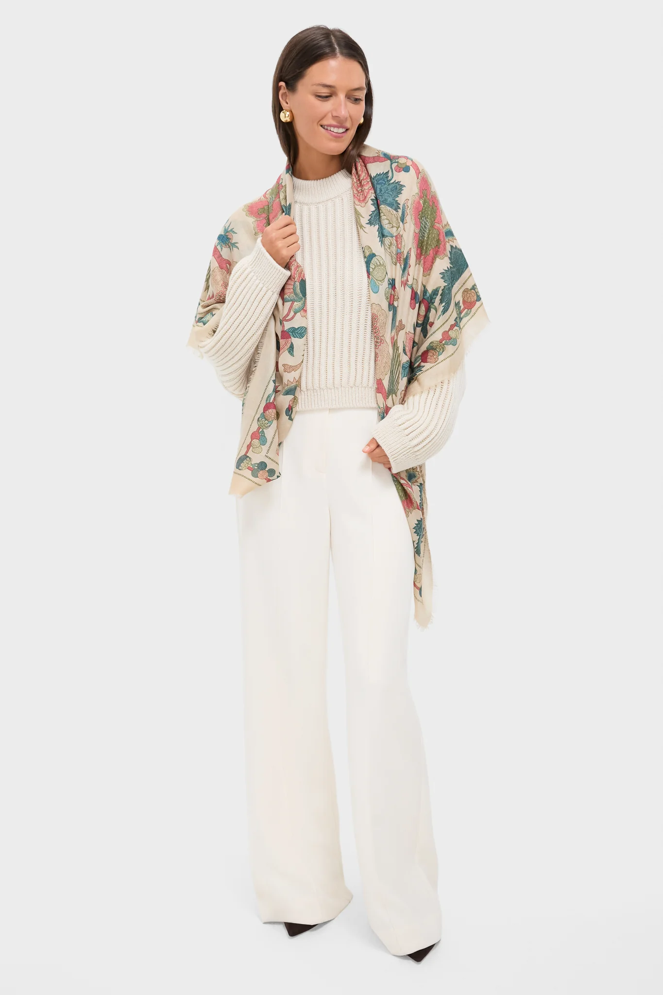 Garden Scrollwork Silk Cashmere Blend Large Scarf - Image 2