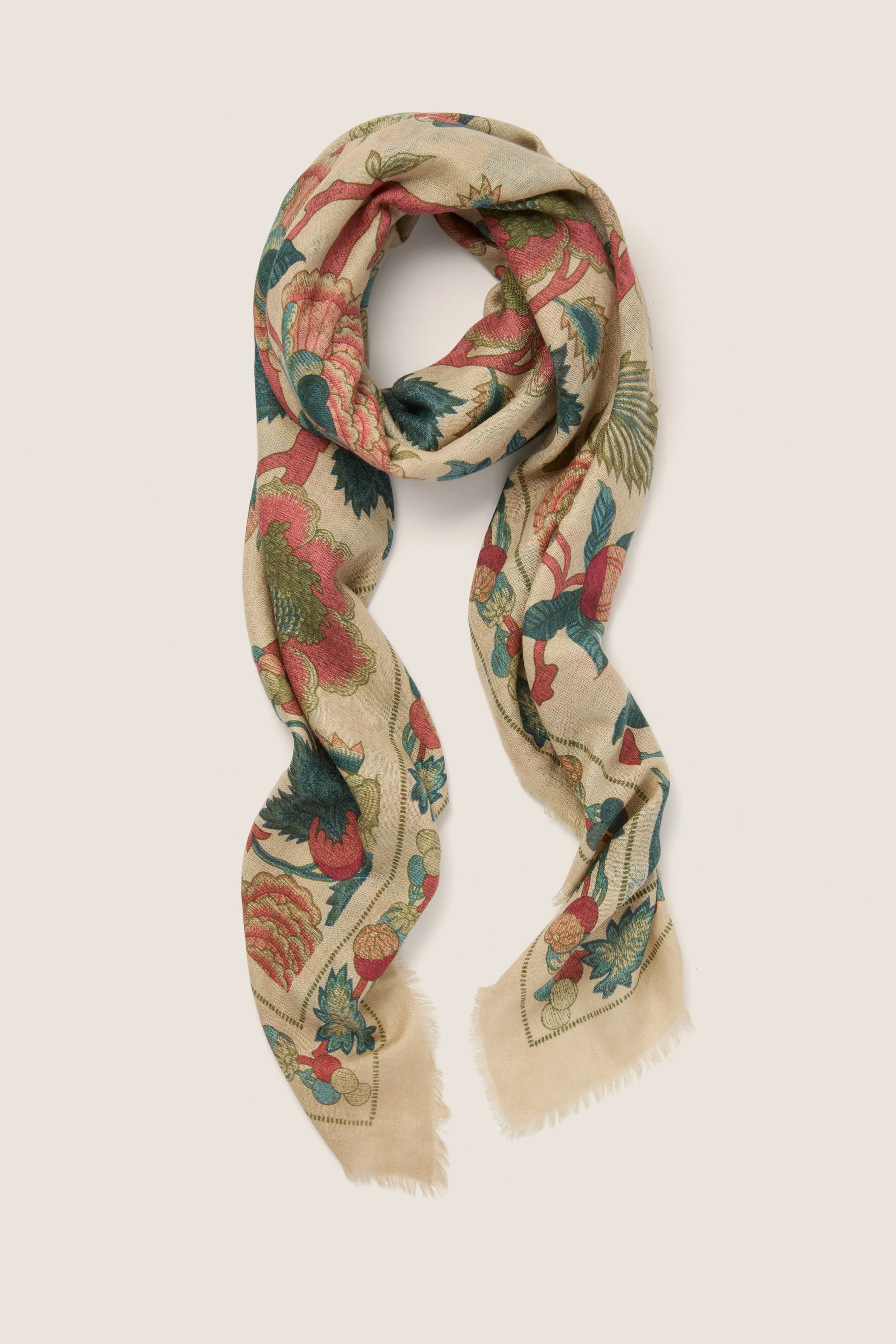 Garden Scrollwork Silk Cashmere Blend Large Scarf - Image 3