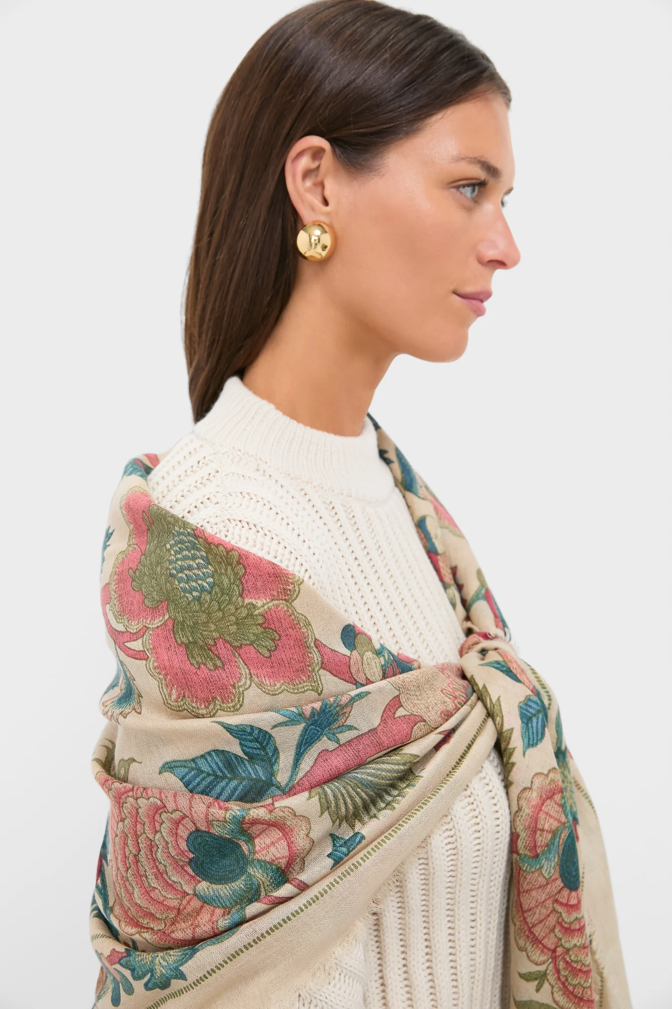 Garden Scrollwork Silk Cashmere Blend Large Scarf - Image 4
