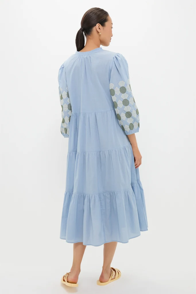 Sky Geometric Embroidered Long Sleeve Salty Paloma Caftan - Image 5