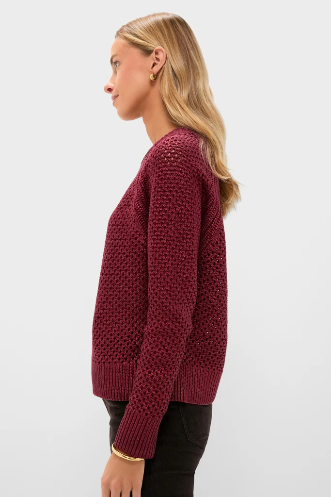 Goji Berry Crochet Aspen Crewneck Sweater - Image 3