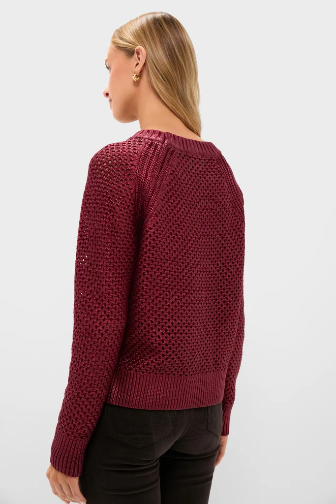 Goji Berry Crochet Aspen Crewneck Sweater - Image 4