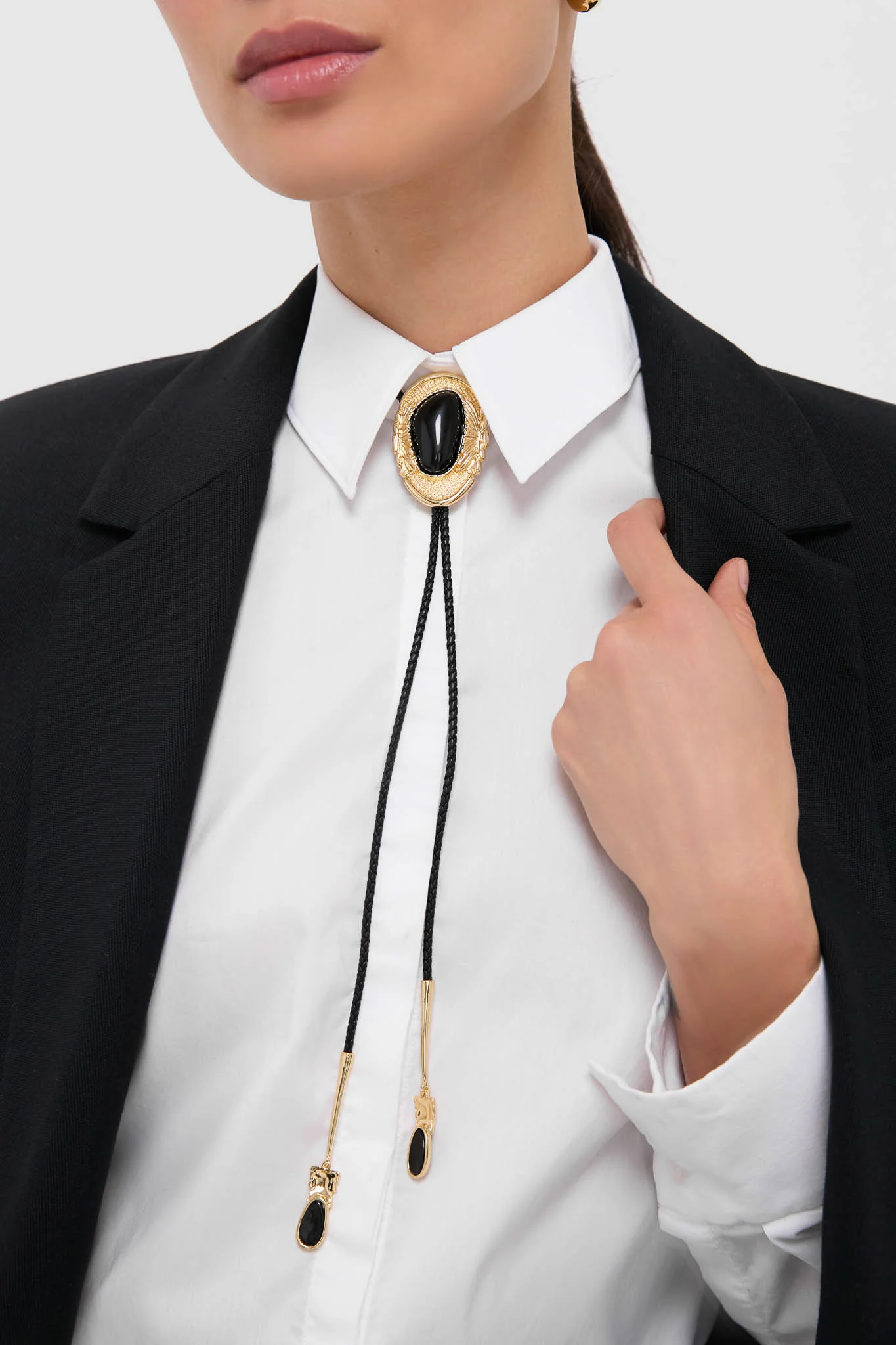 Gold and Black Dolly Bolo Tie Necklace - Image 2