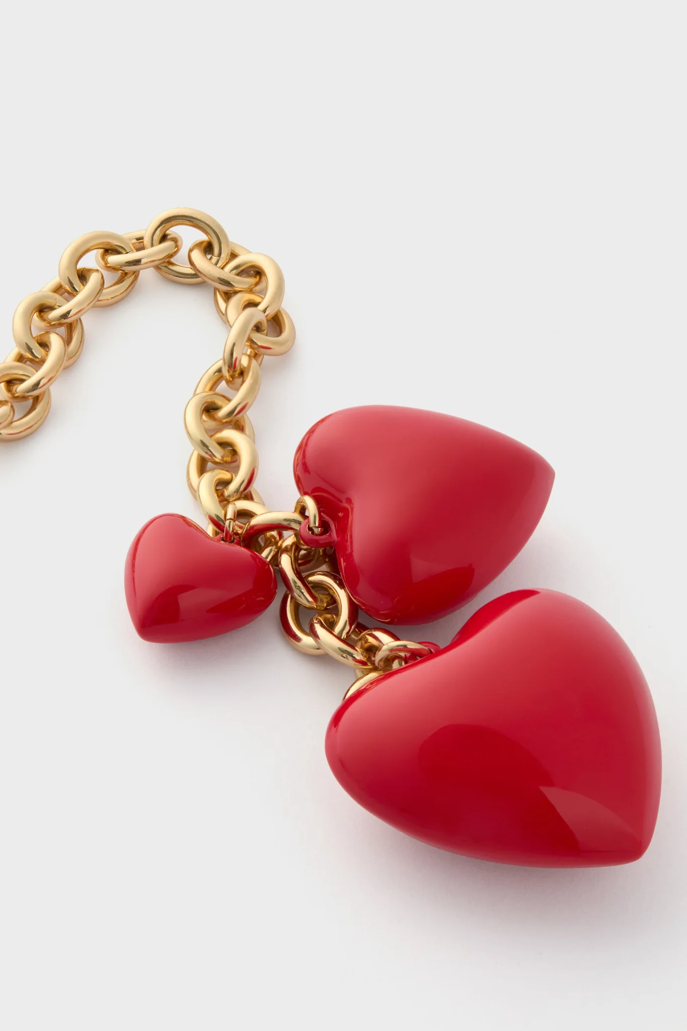 Gold and Cherry Red Happy Heart Bag Charm - Image 4