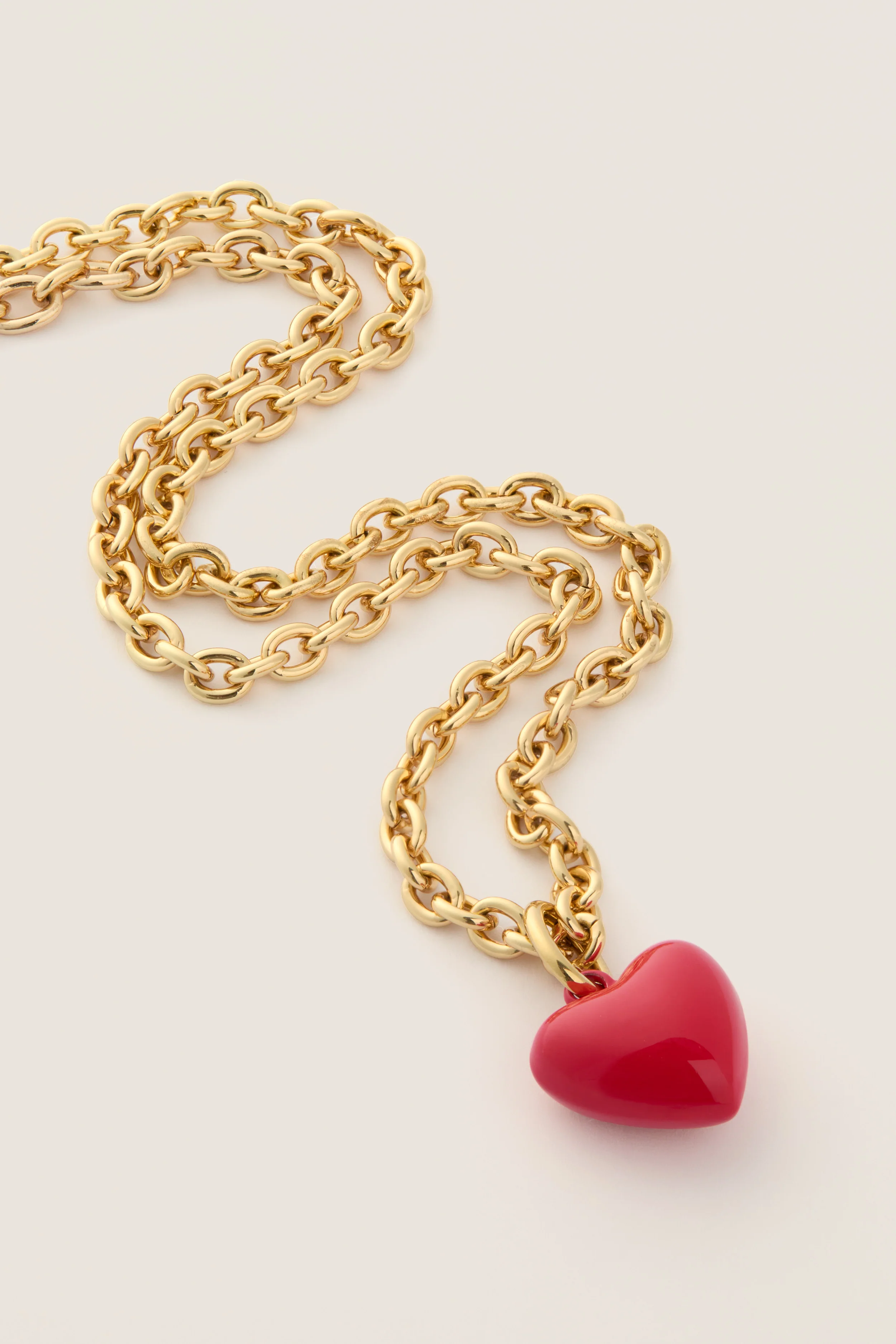 Gold and Cherry Red Mini Happy Heart Necklace - Image 4