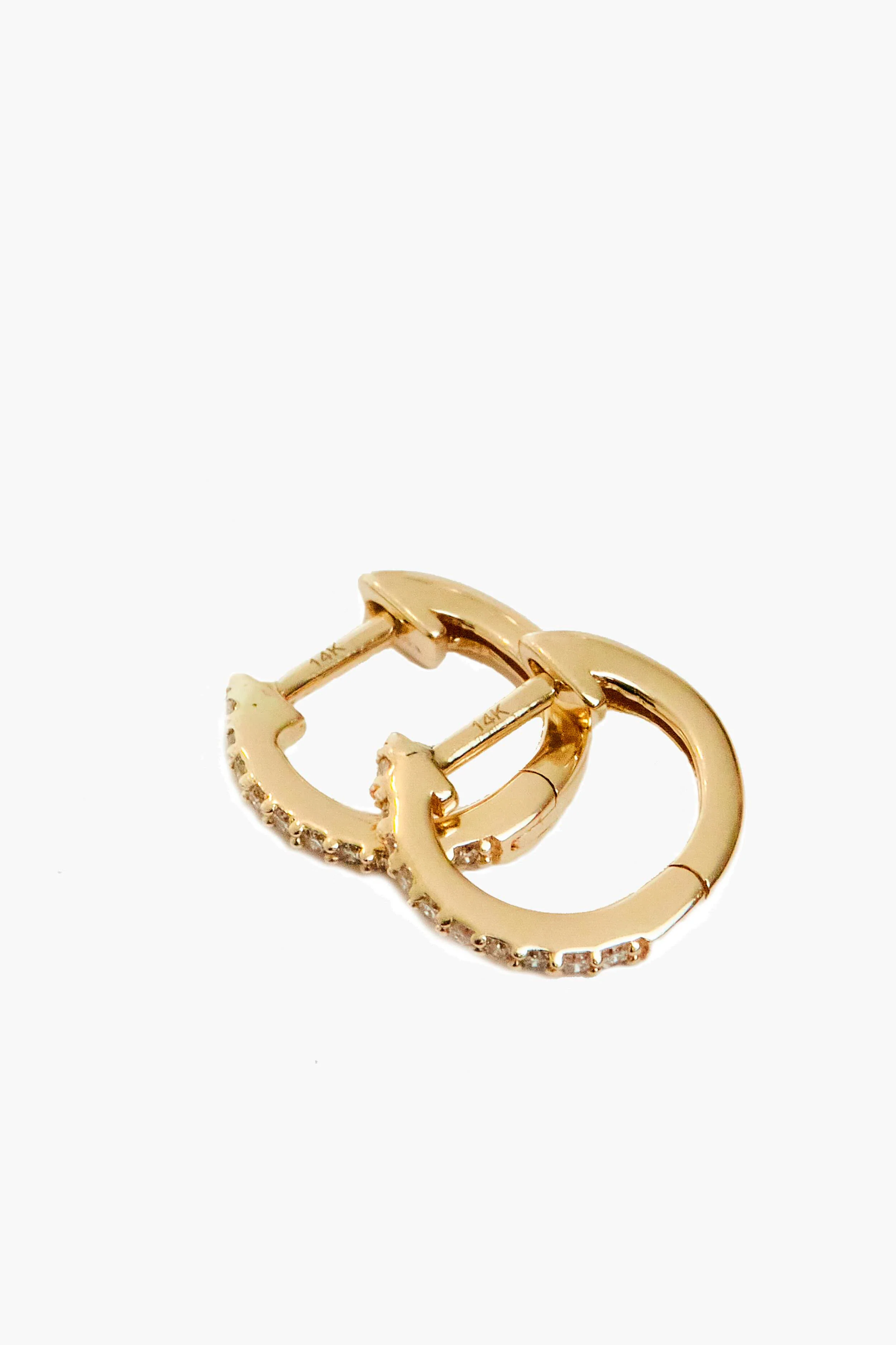 Gold and Pave Diamond Huggies - Image 4