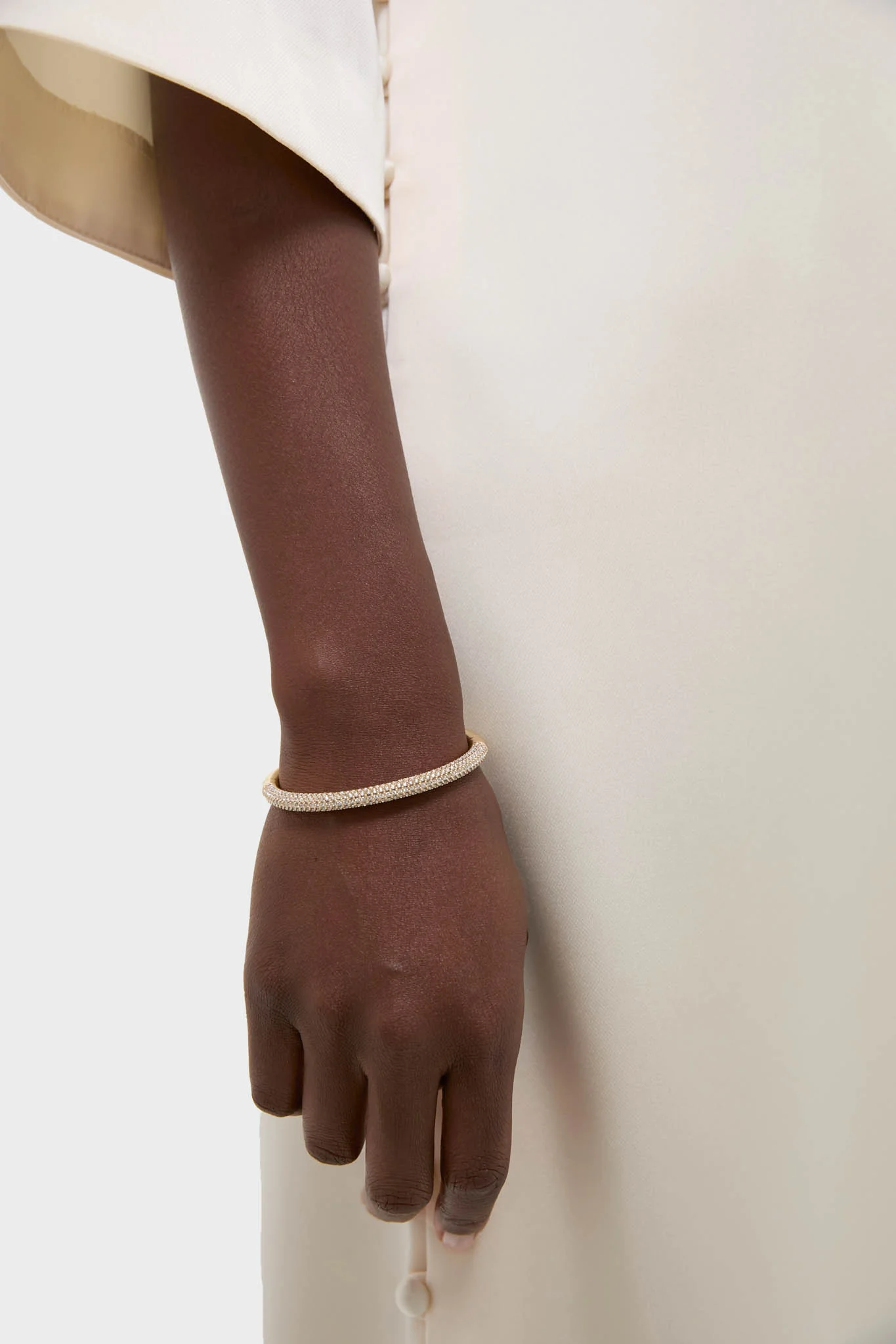 Gold and Pave Tubular Bracelet - Image 2