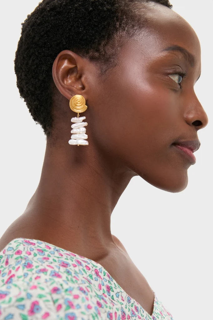 Gold and Pearl Alicia Earrings - Image 2