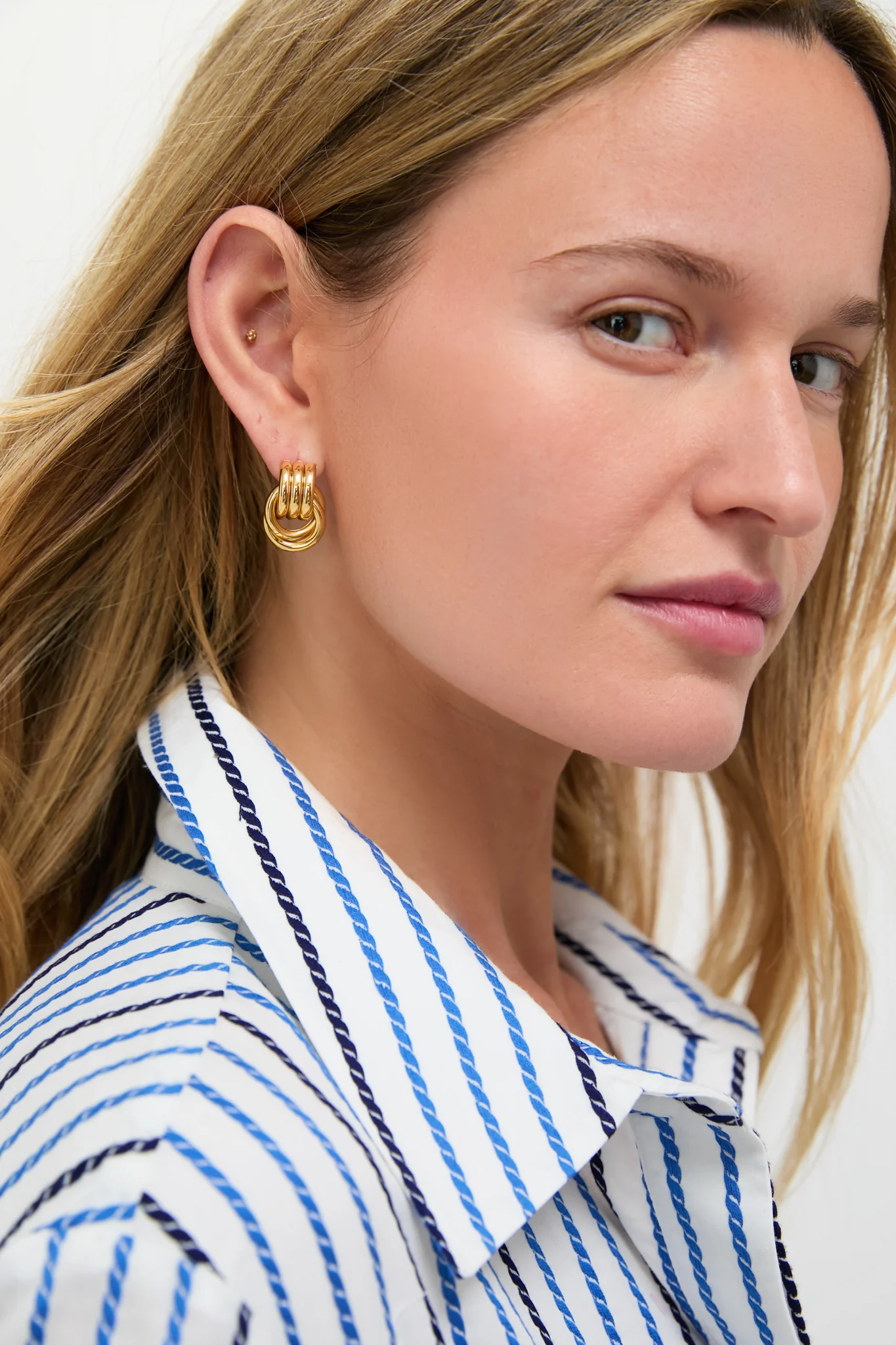 Gold Baby Knot Earrings - Image 2