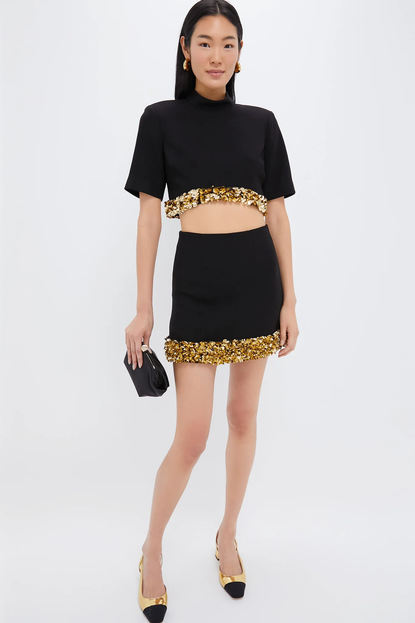 Gold Bean Hoop Earrings - Image 4
