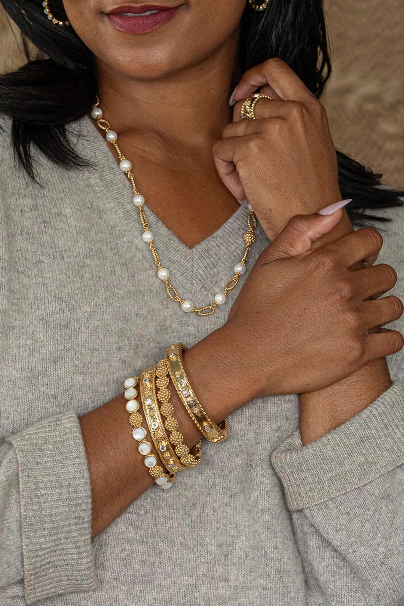 Gold Berry Eternity Hinged Bangle - Image 2