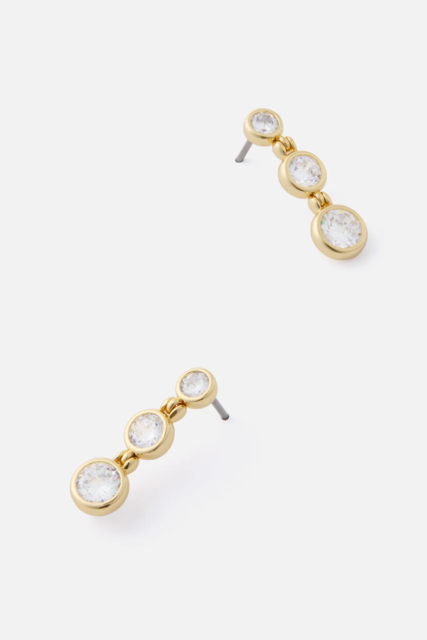Gold Bezel Mini Drop Earrings - Image 3